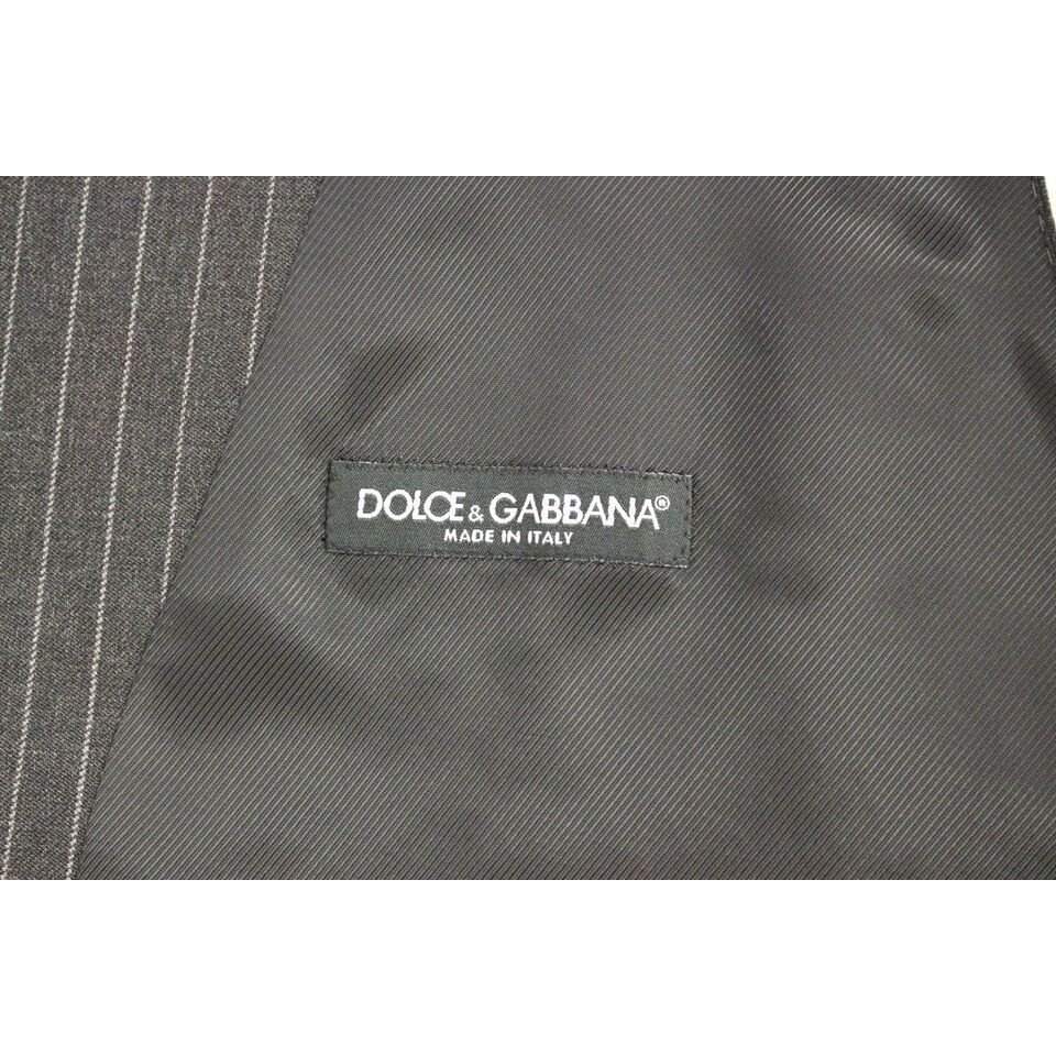 Dolce & Gabbana Gray Striped Wool Dress Vest