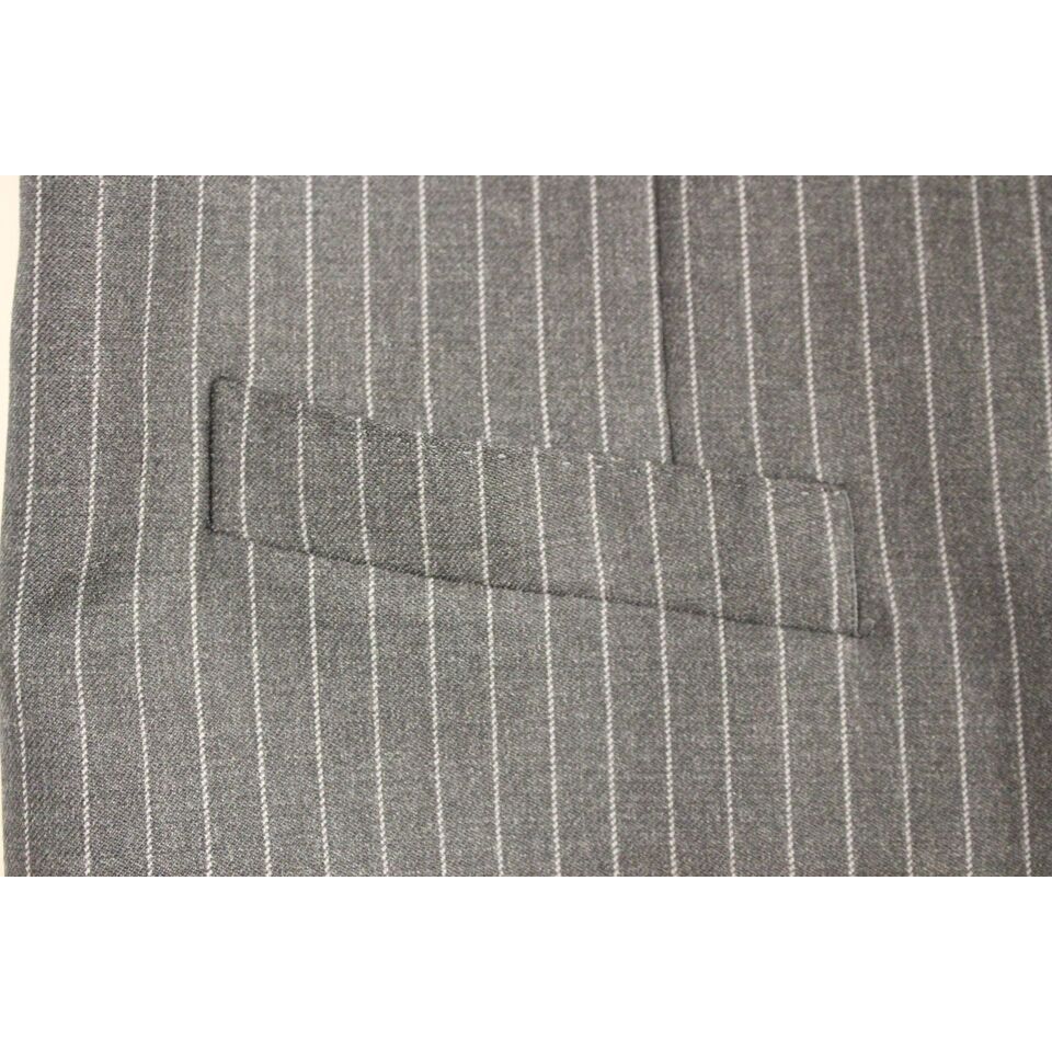 Dolce & Gabbana Gray Striped Wool Dress Vest