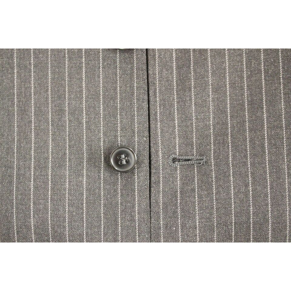 Dolce & Gabbana Gray Striped Wool Dress Vest