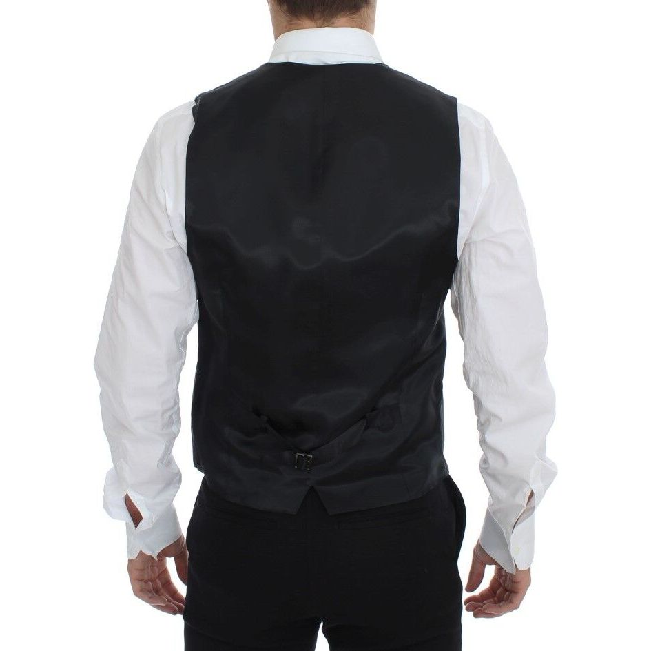 Dolce & Gabbana Gray Striped Wool Dress Vest