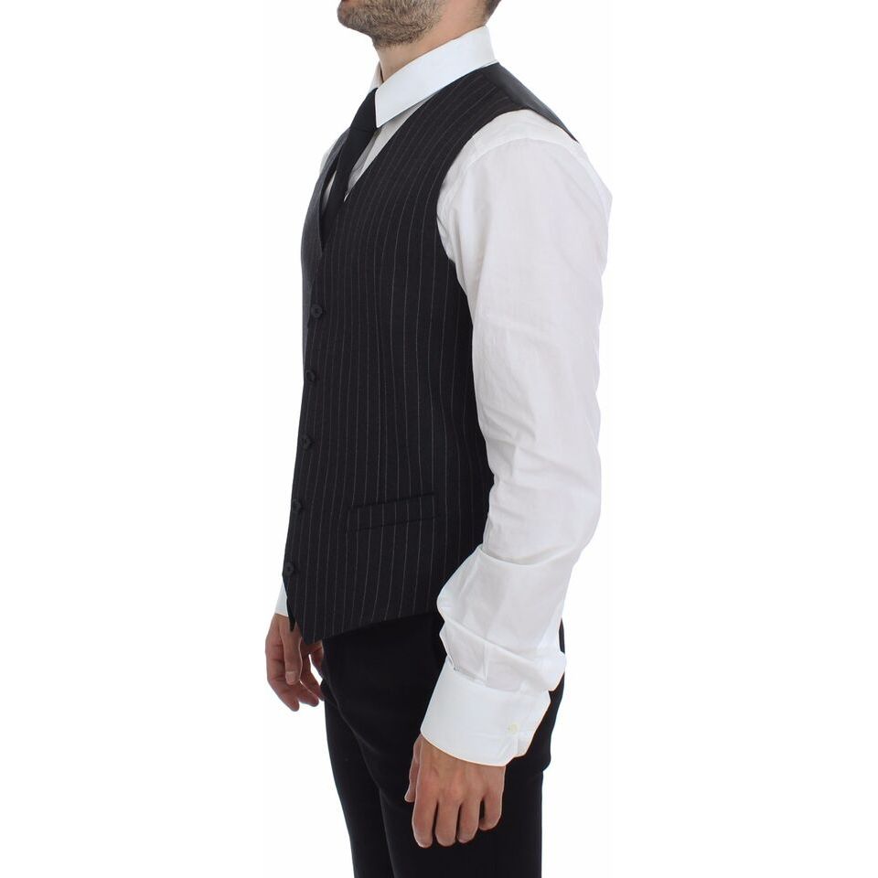 Dolce & Gabbana Gray Wool Dress Vest for Sophistication