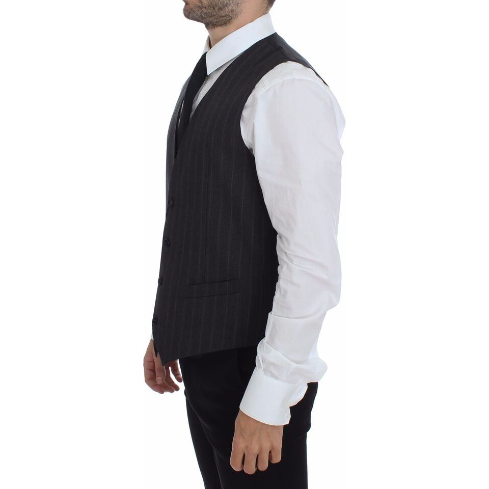 Dolce & Gabbana Gray Wool Dress Vest for Sophisticated Style