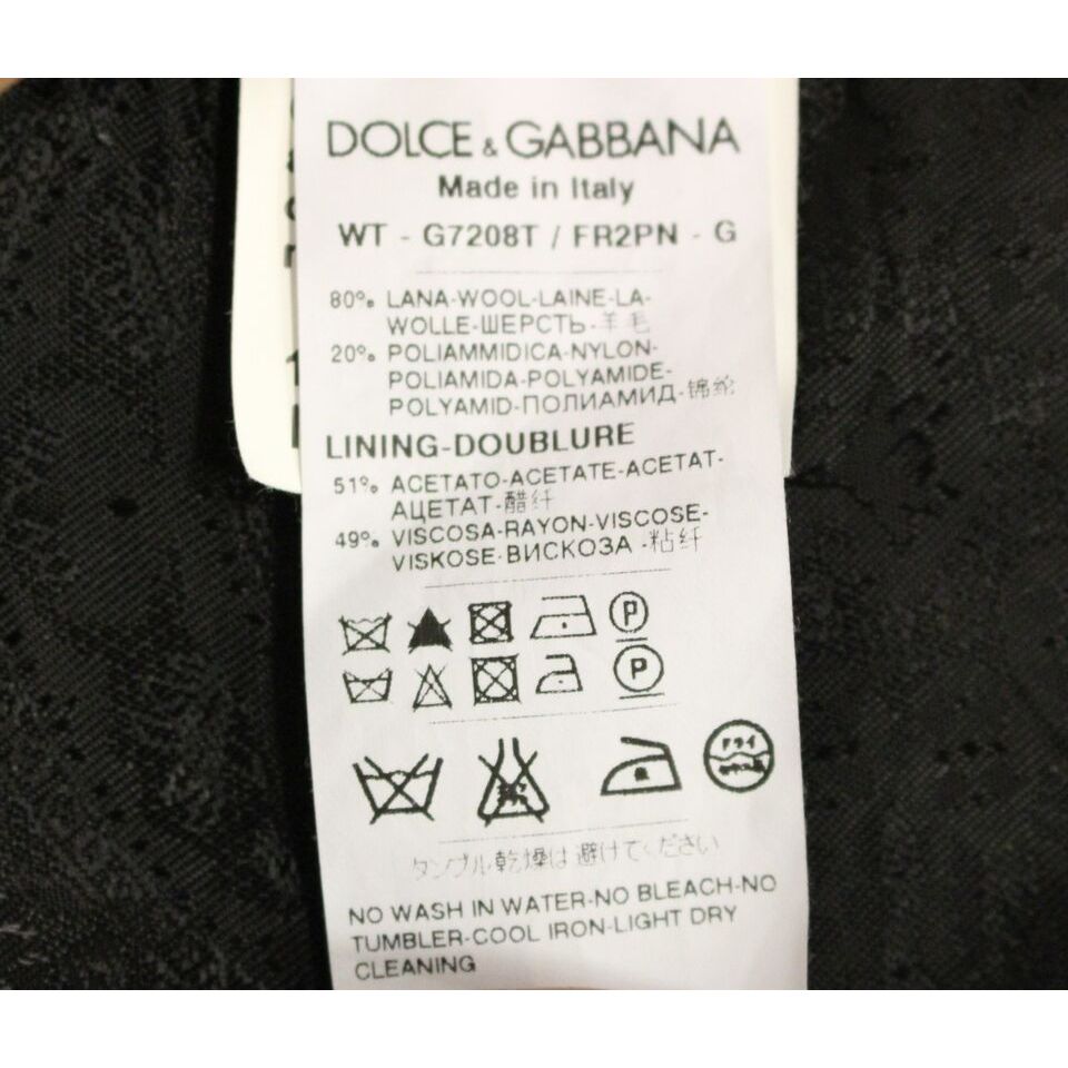 Dolce & Gabbana Black Wool Striped Dress Vest