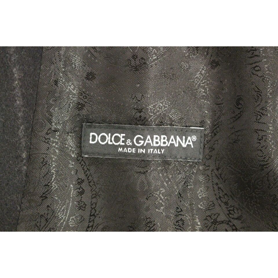 Dolce & Gabbana Black Wool Striped Dress Vest