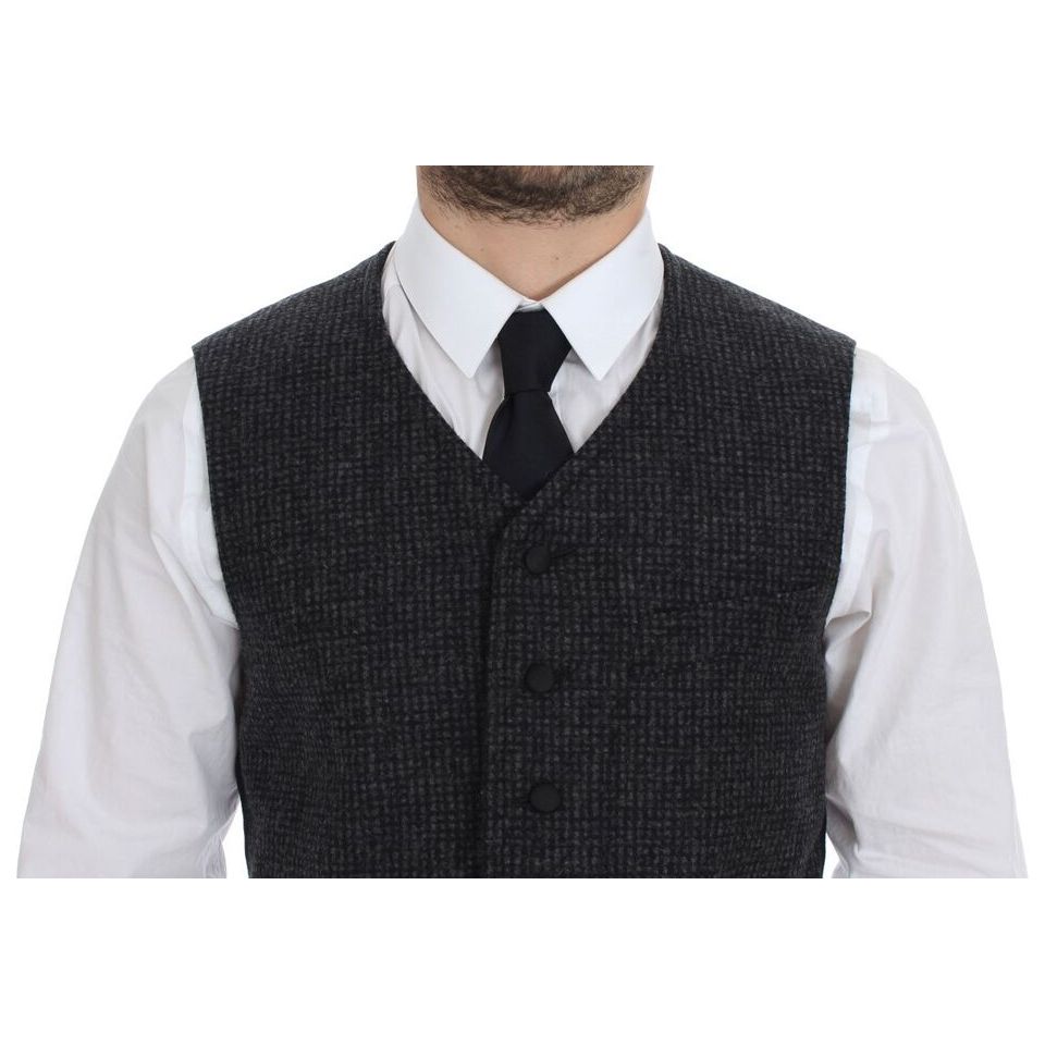 Dolce & Gabbana Elegant Gray Wool Blend Dress Vest - Luxury