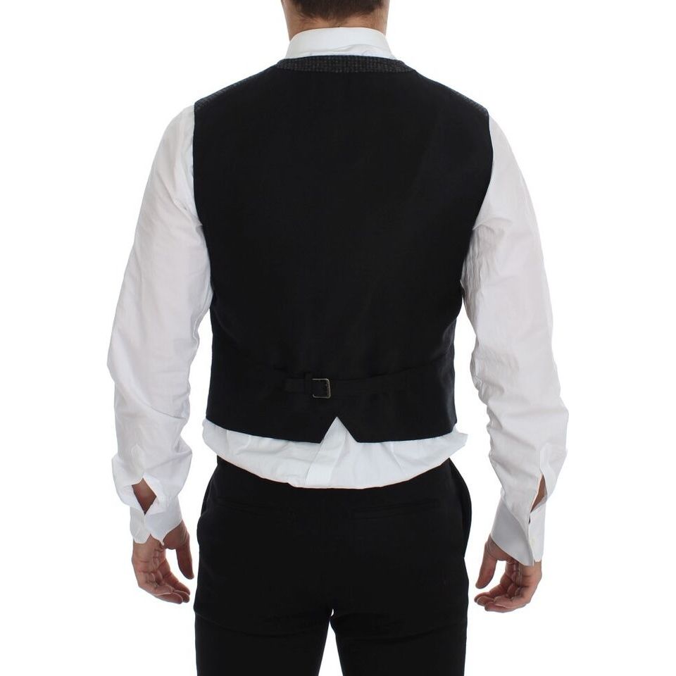 Dolce & Gabbana Elegant Gray Wool Blend Dress Vest - Luxury