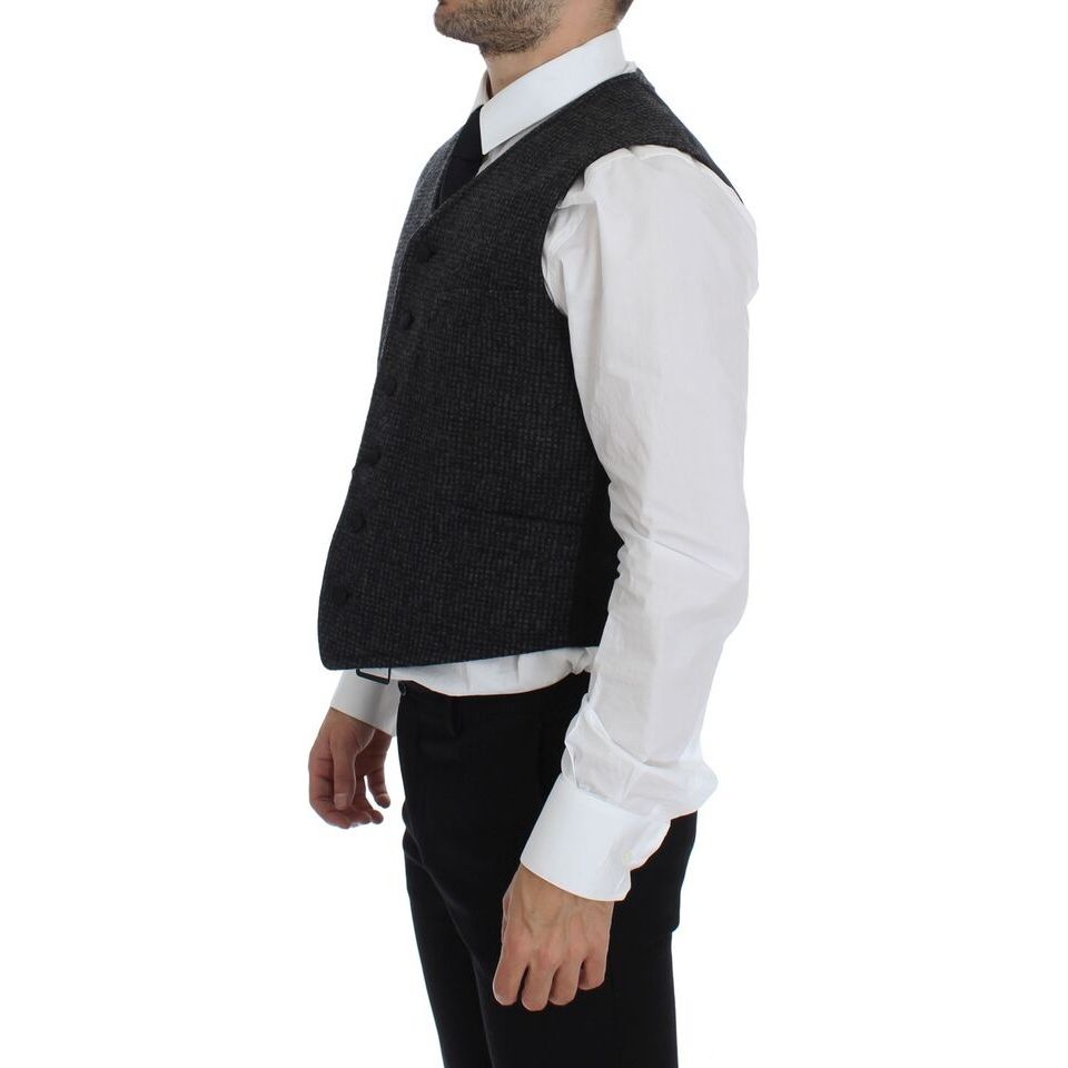 Dolce & Gabbana Elegant Gray Wool Blend Dress Vest - Luxury