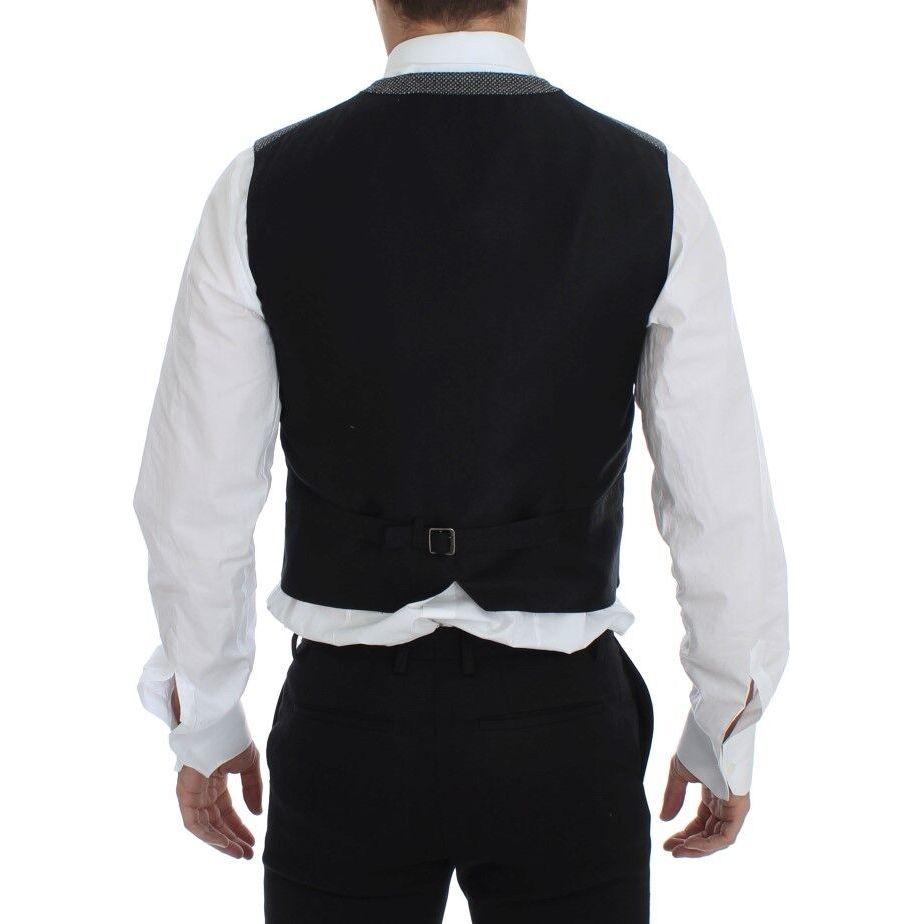 Dolce & Gabbana Gray Cotton Silk Dress Vest