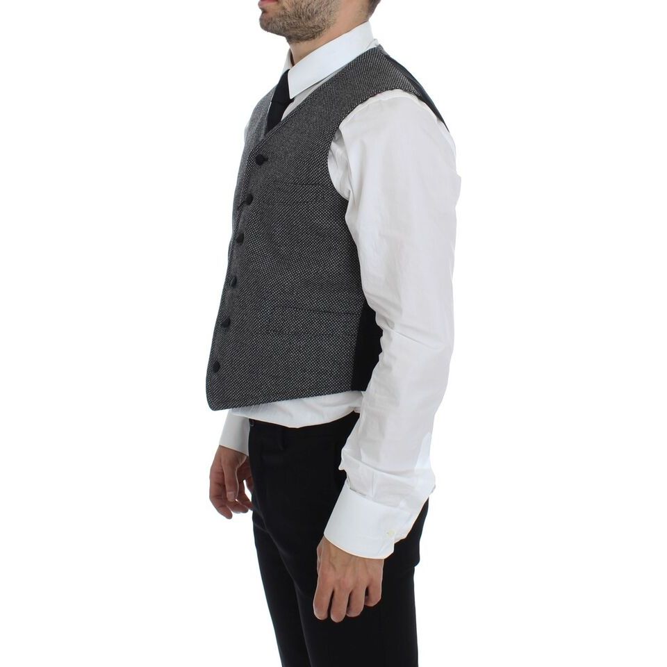 Dolce & Gabbana Gray Cotton Silk Dress Vest