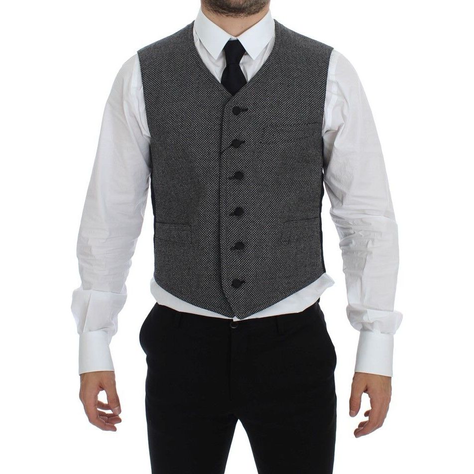 Dolce & Gabbana Gray Cotton Silk Dress Vest