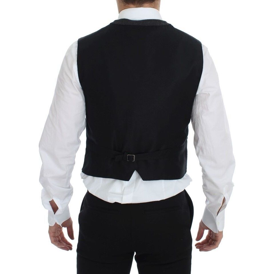 Dolce & Gabbana Gray Wool Blend Dress Vest