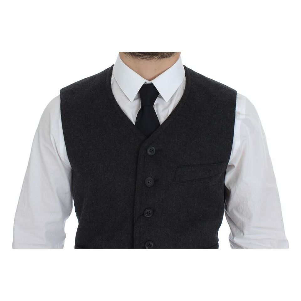 Dolce & Gabbana Gray Wool Blend Dress Vest