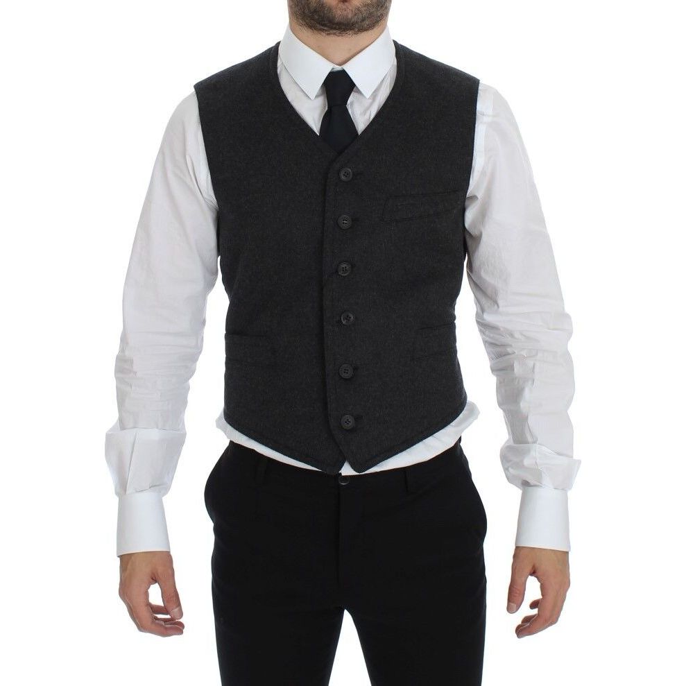 Dolce & Gabbana Gray Wool Blend Dress Vest