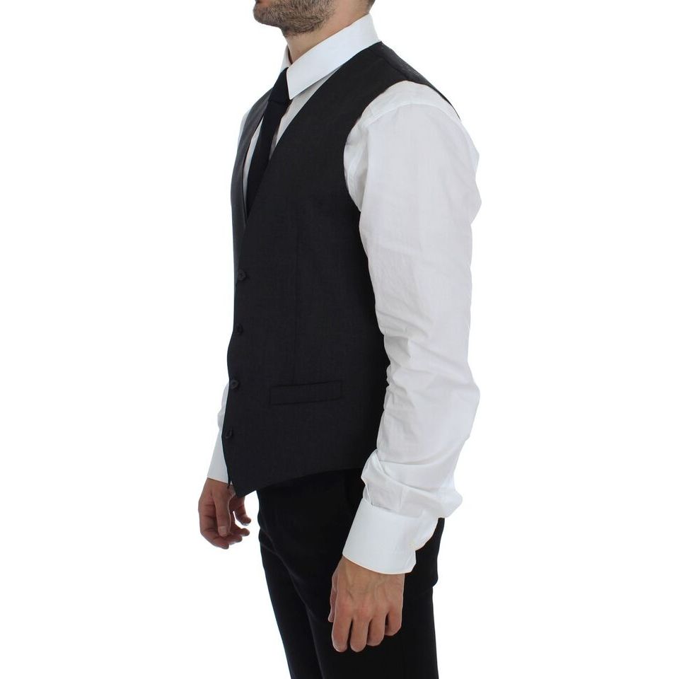 Dolce & Gabbana Gray Wool Formal Dress Vest