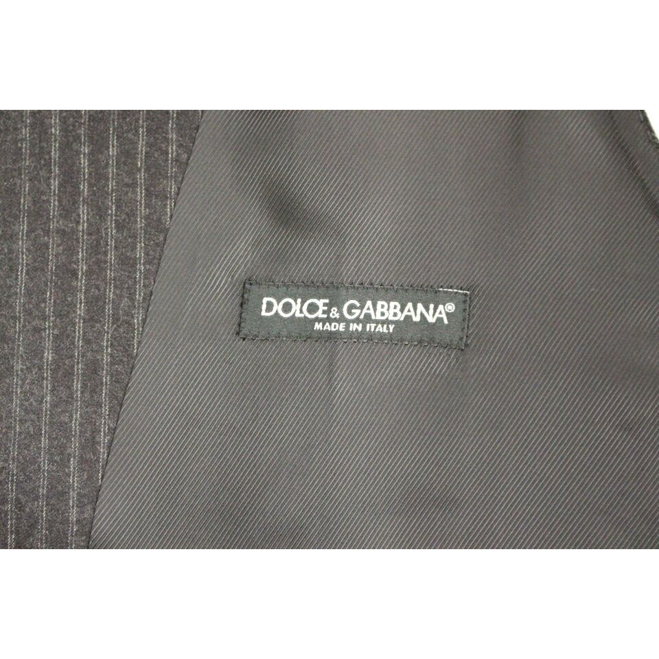 Dolce & Gabbana Gray Wool Striped Dress Vest