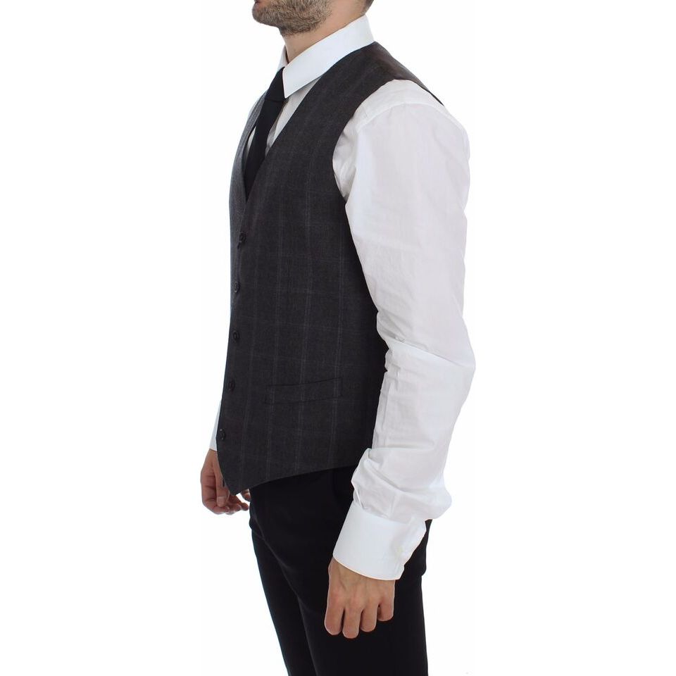 Dolce & Gabbana Grey Wool Dress Vest Luxe