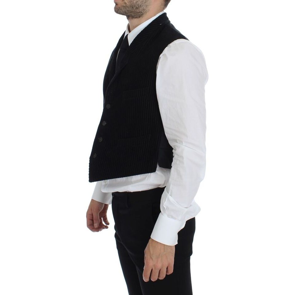 Dolce & Gabbana Black Cotton Manchester Dress Vest