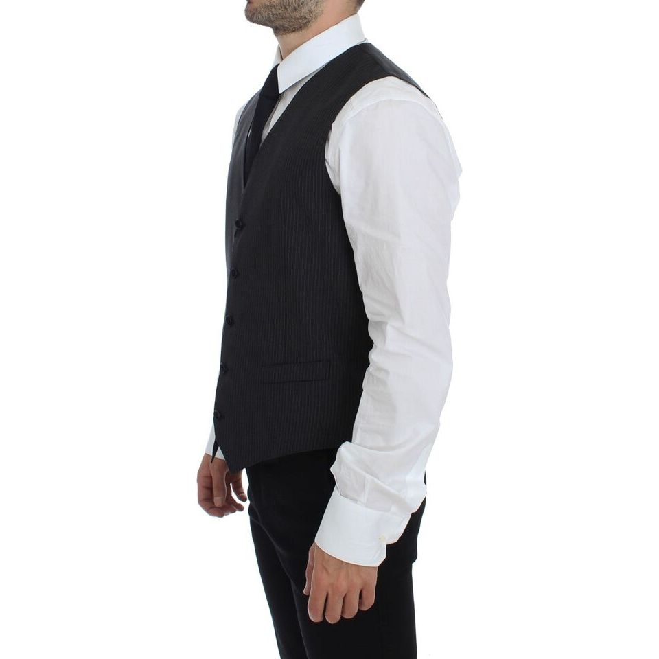 Dolce & Gabbana Gray Wool Dress Vest for Sophistication