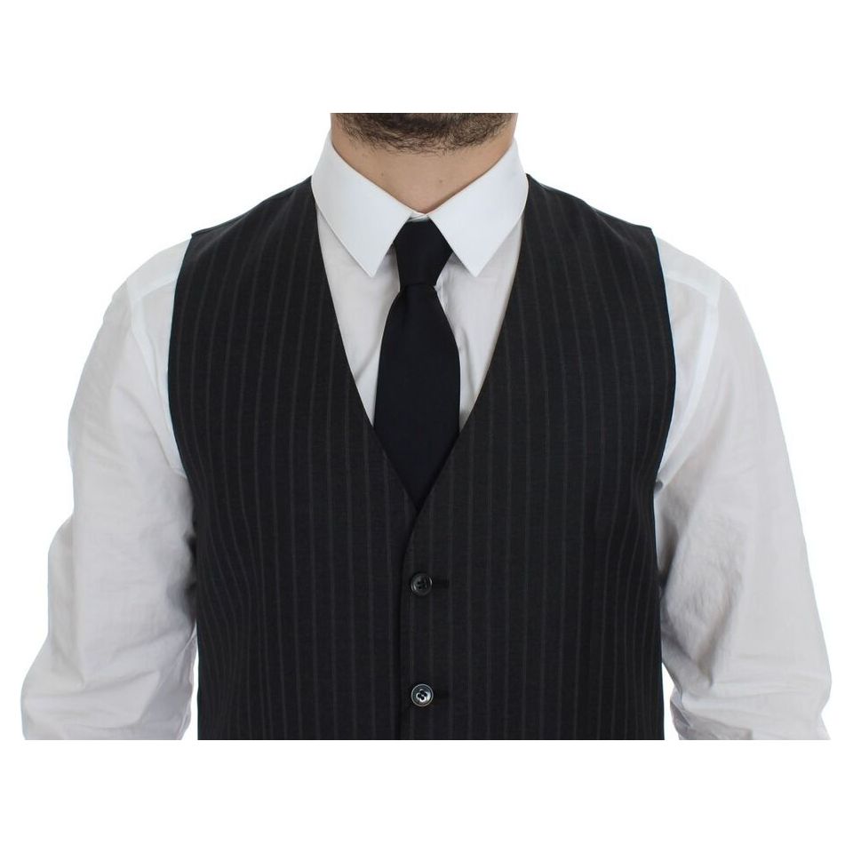 Dolce & Gabbana Gray Wool Dress Vest