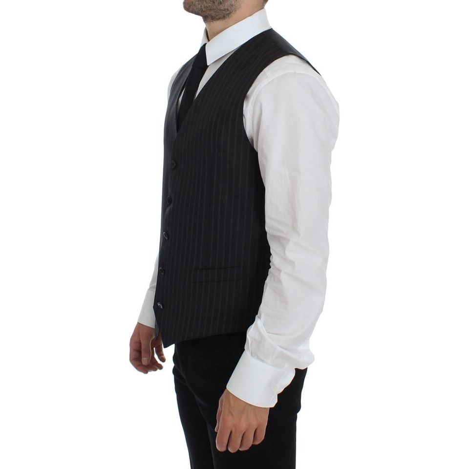 Dolce & Gabbana Gray Wool Dress Vest