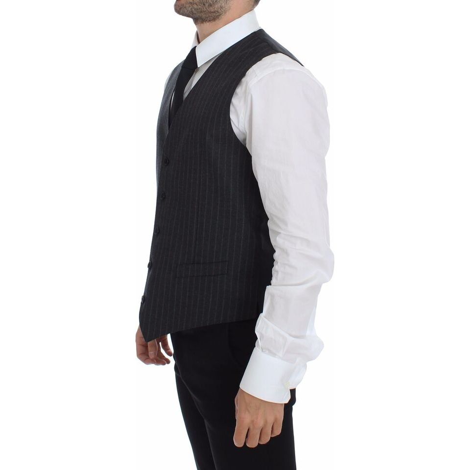 Dolce & Gabbana Gray Wool Dress Vest for Sophisticated Style