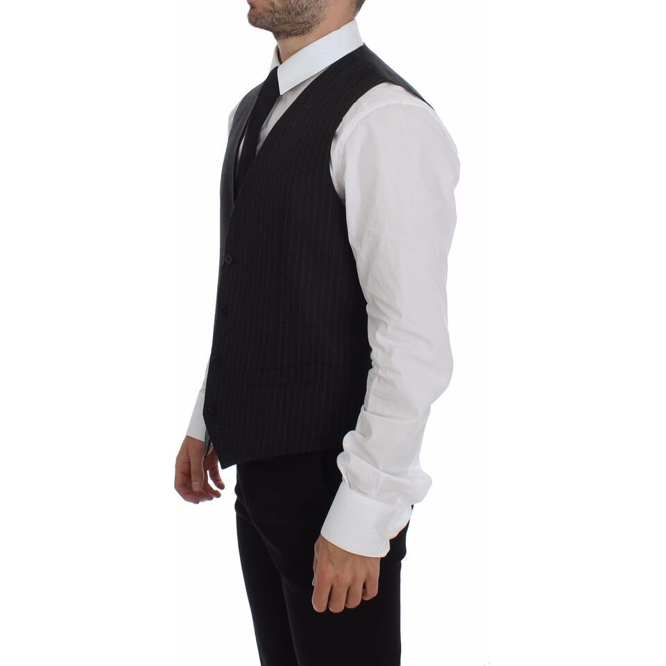 Dolce & Gabbana Gray Wool Dress Vest