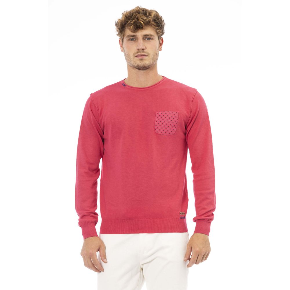 Baldinini Trend Red Cotton Sweater for Elevated Style