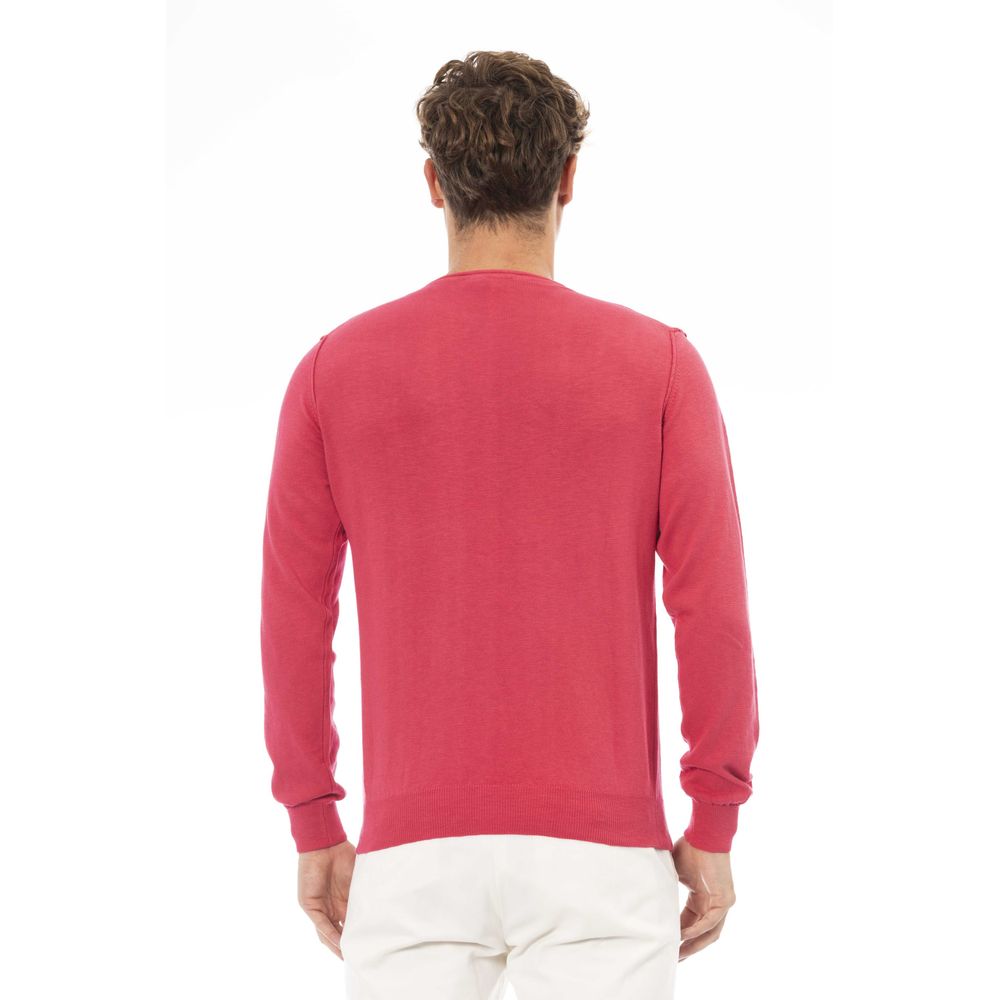 Baldinini Trend Red Cotton Sweater for Elevated Style