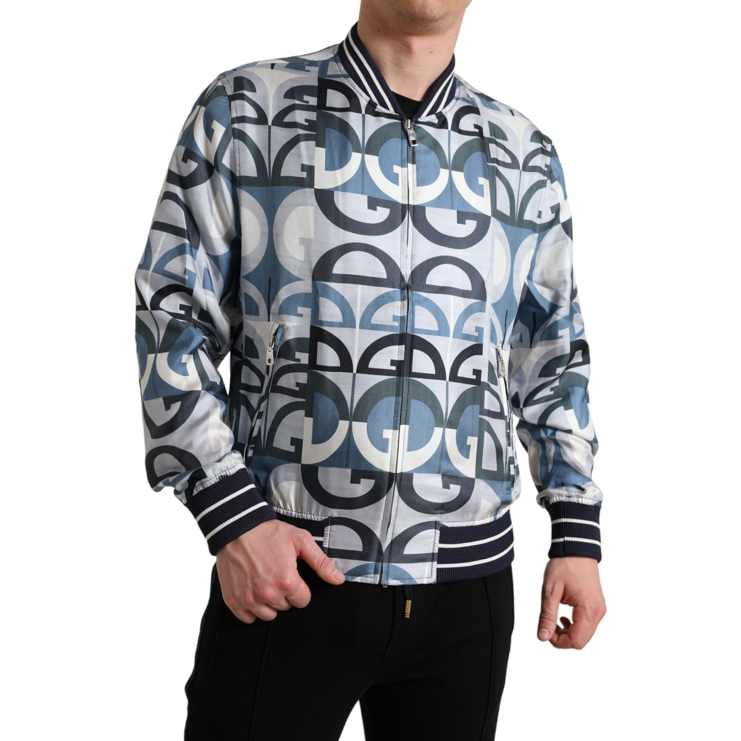 Dolce & Gabbana Multicolor Silk Bomber Jacket Classic Elegance