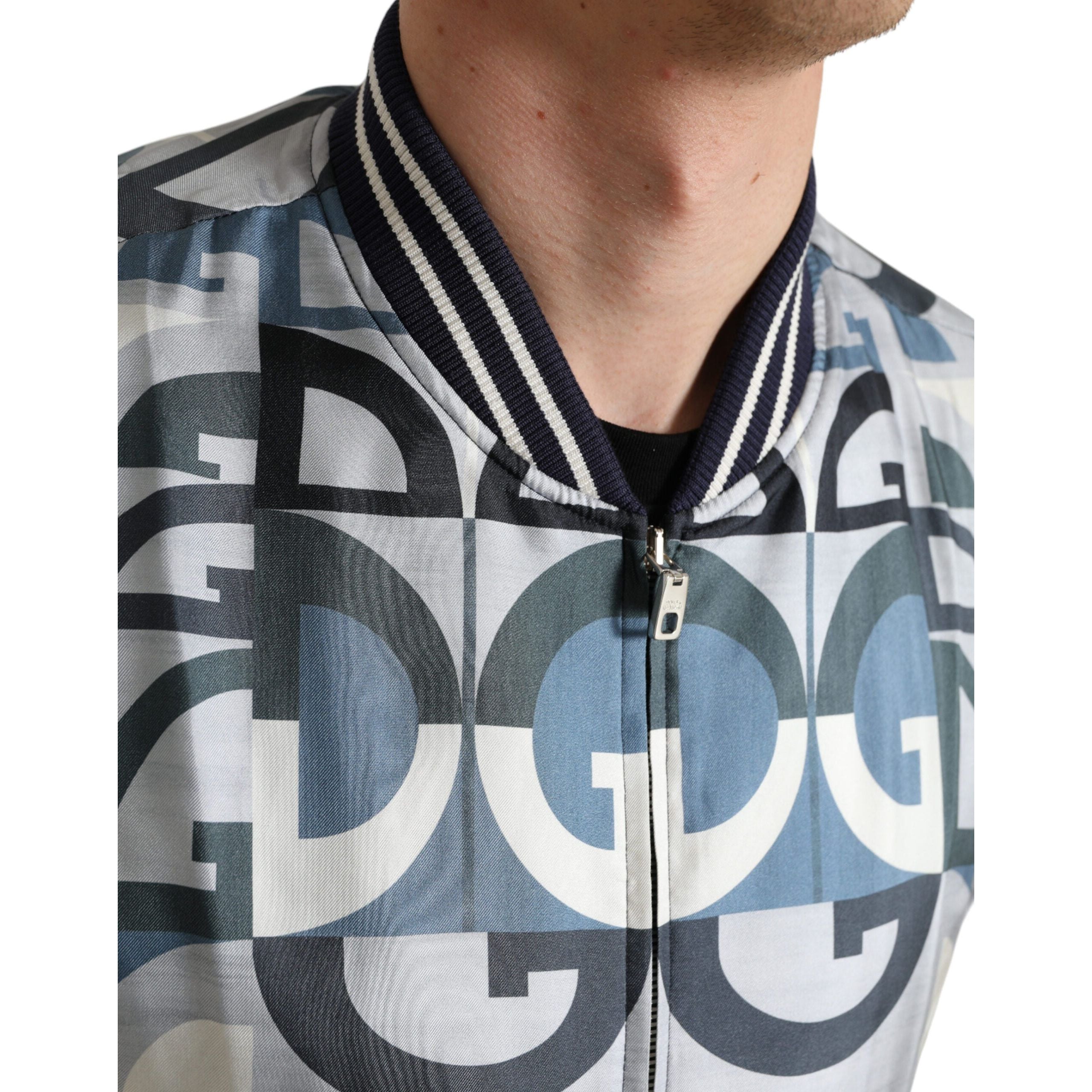 Dolce & Gabbana Multicolor Silk Bomber Jacket Classic Elegance