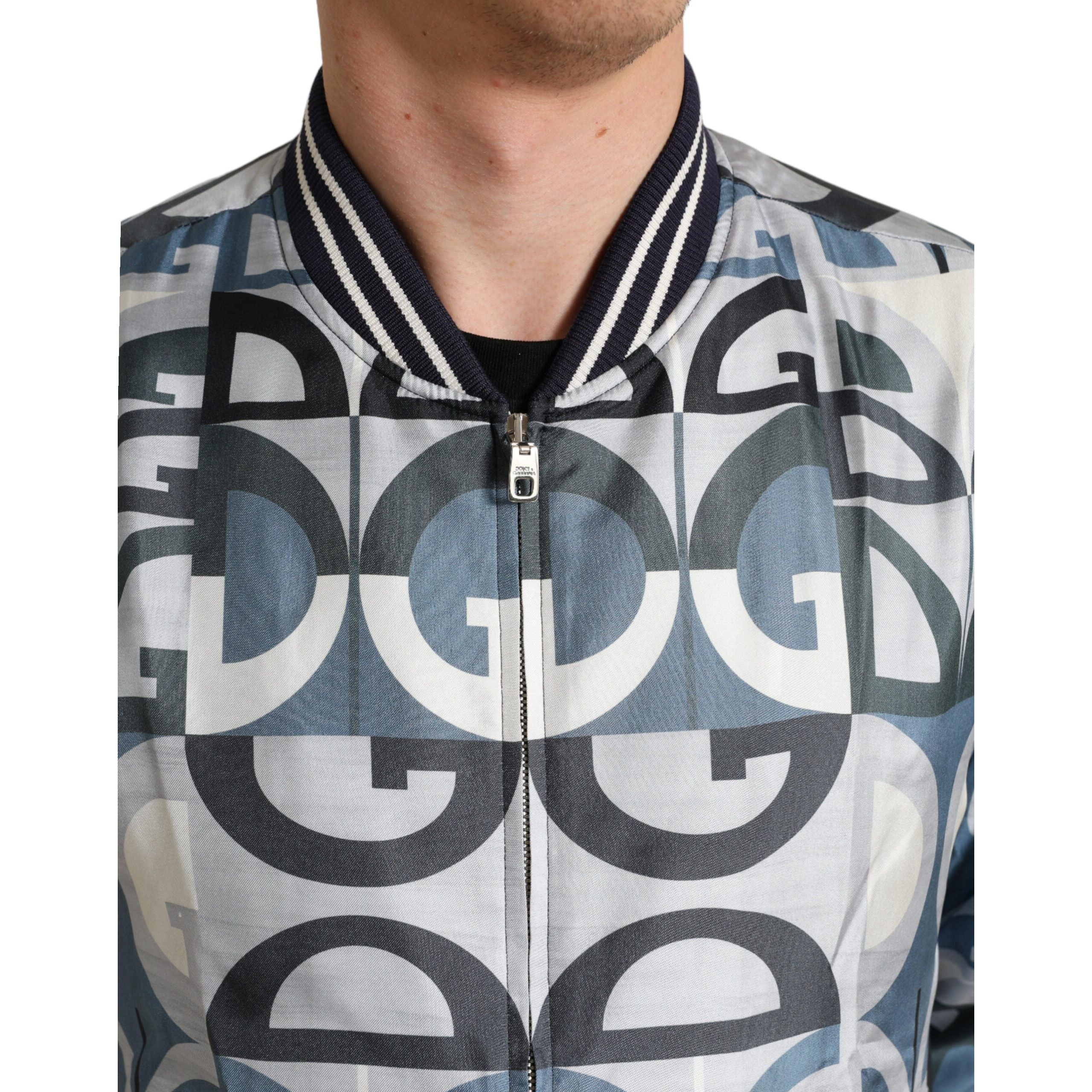 Dolce & Gabbana Multicolor Silk Bomber Jacket Classic Elegance