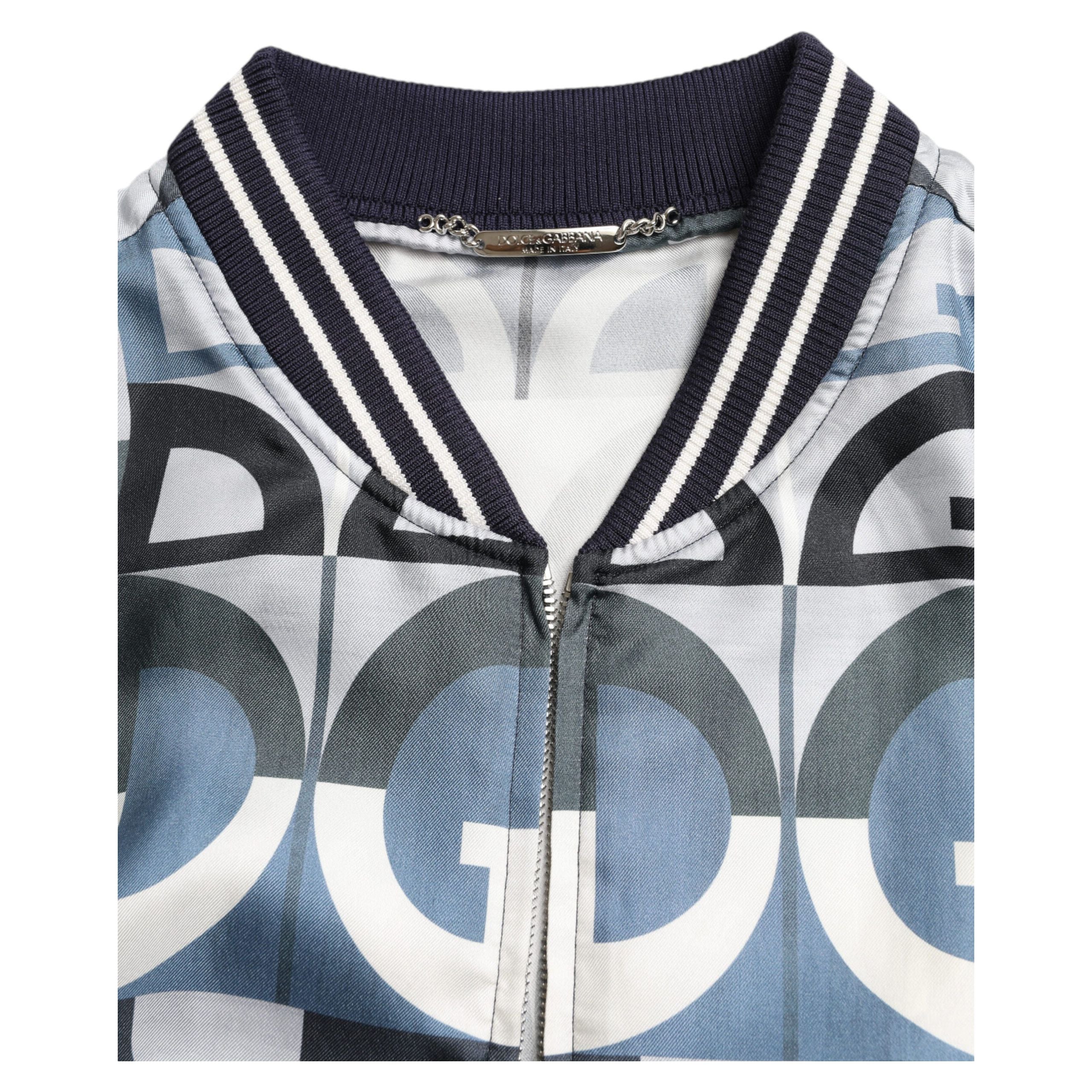 Dolce & Gabbana Multicolor Silk Bomber Jacket Classic Elegance