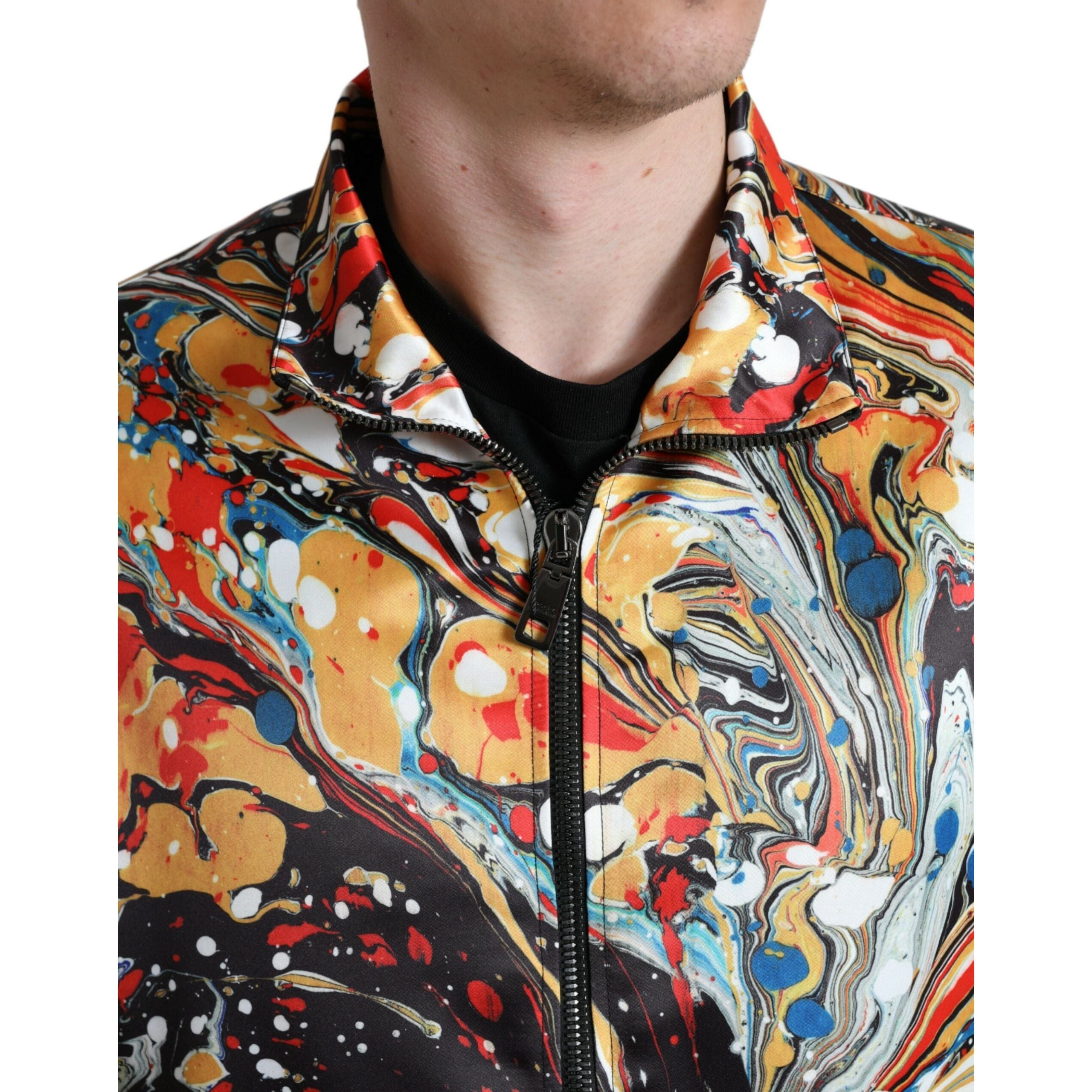 Dolce & Gabbana Multicolor Silk Bomber Jacket Elegance