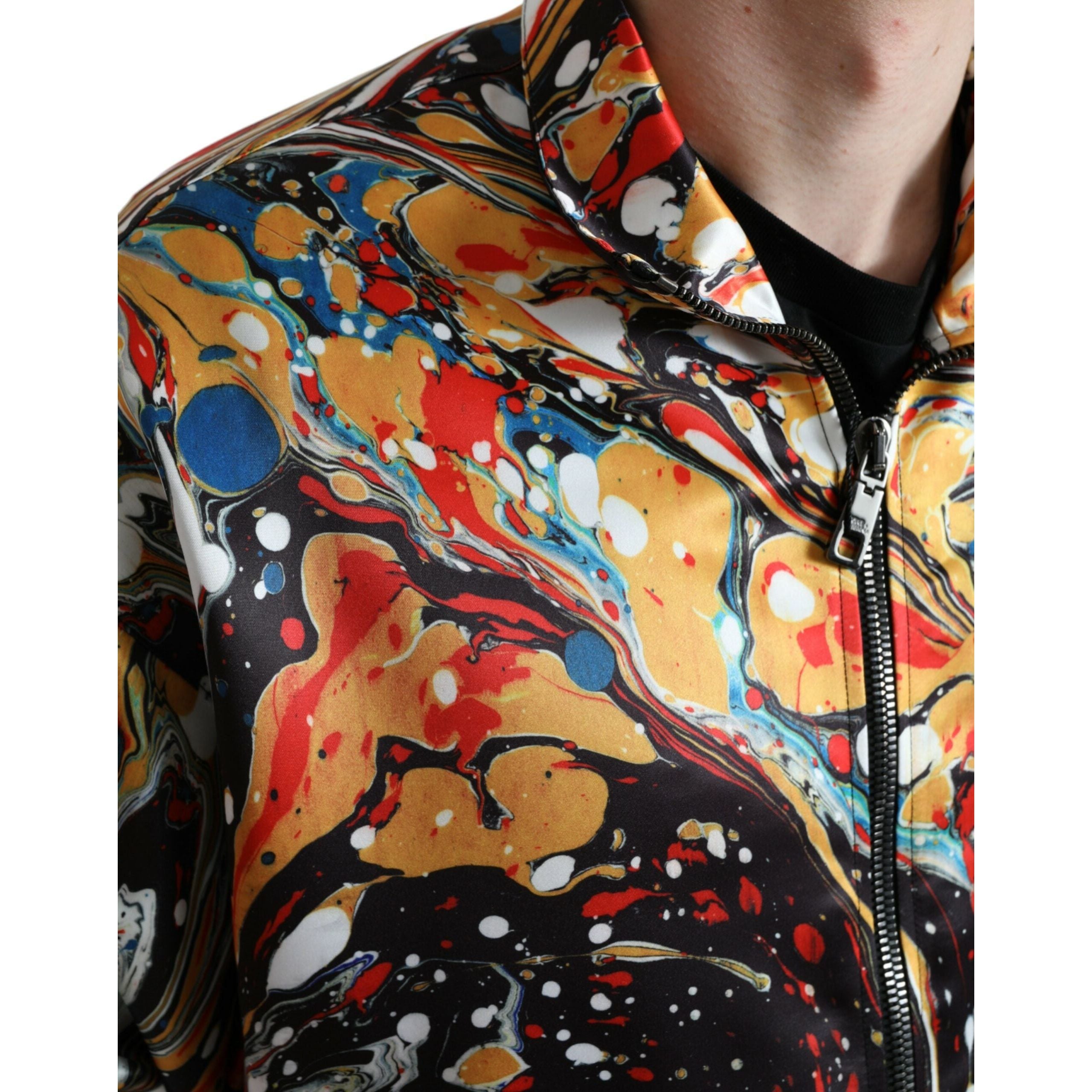Dolce & Gabbana Multicolor Silk Bomber Jacket Elegance