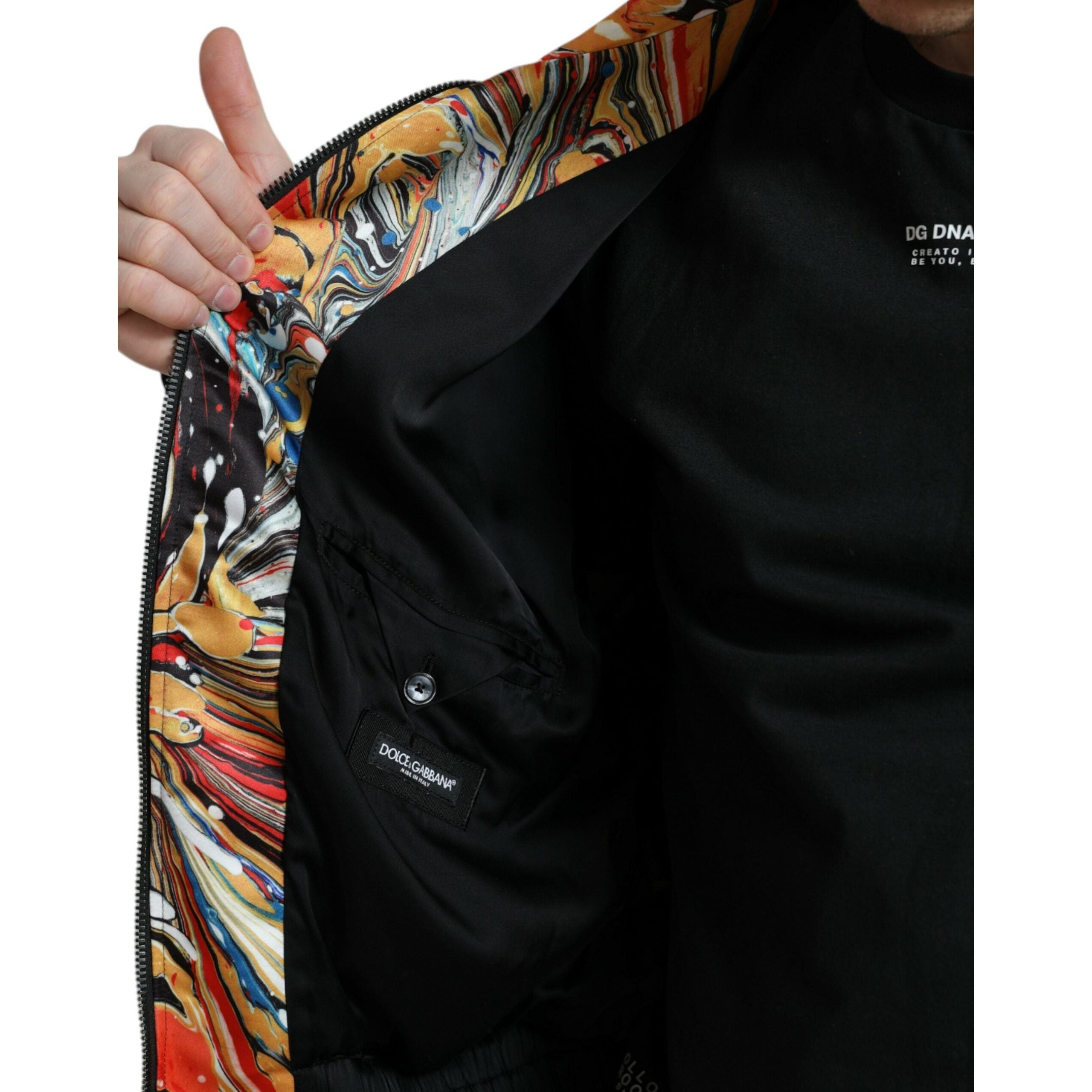 Dolce & Gabbana Multicolor Silk Bomber Jacket Elegance