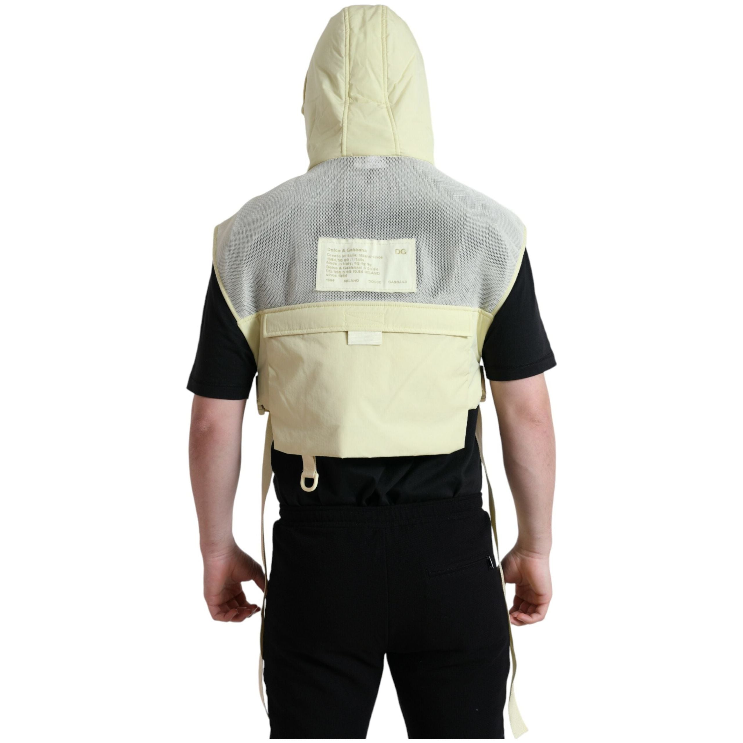Dolce & Gabbana Sunshine Yellow Nylon Hooded Vest Jacket