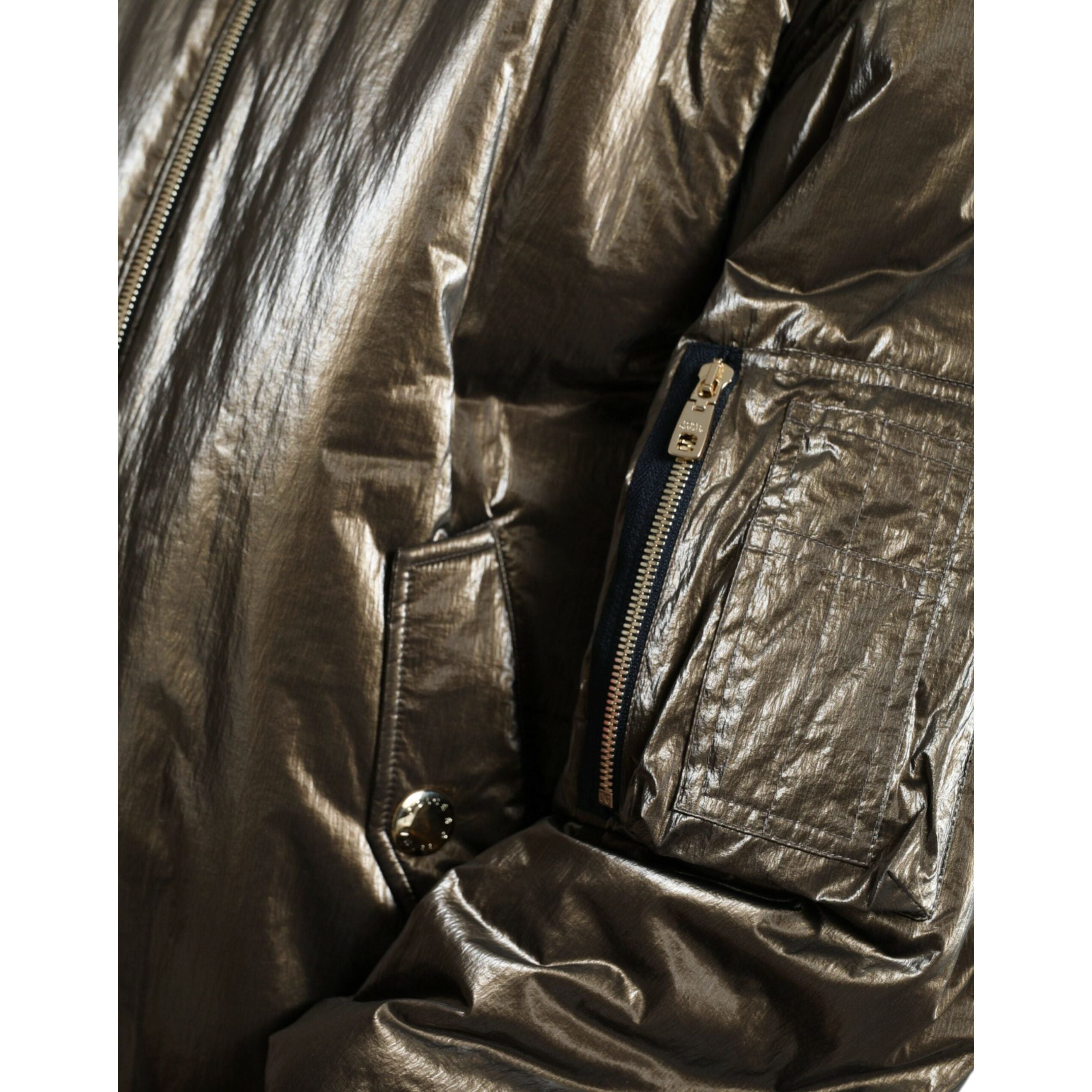 Dolce & Gabbana Bronze Nylon Bomber Jacket Luxury Fashion