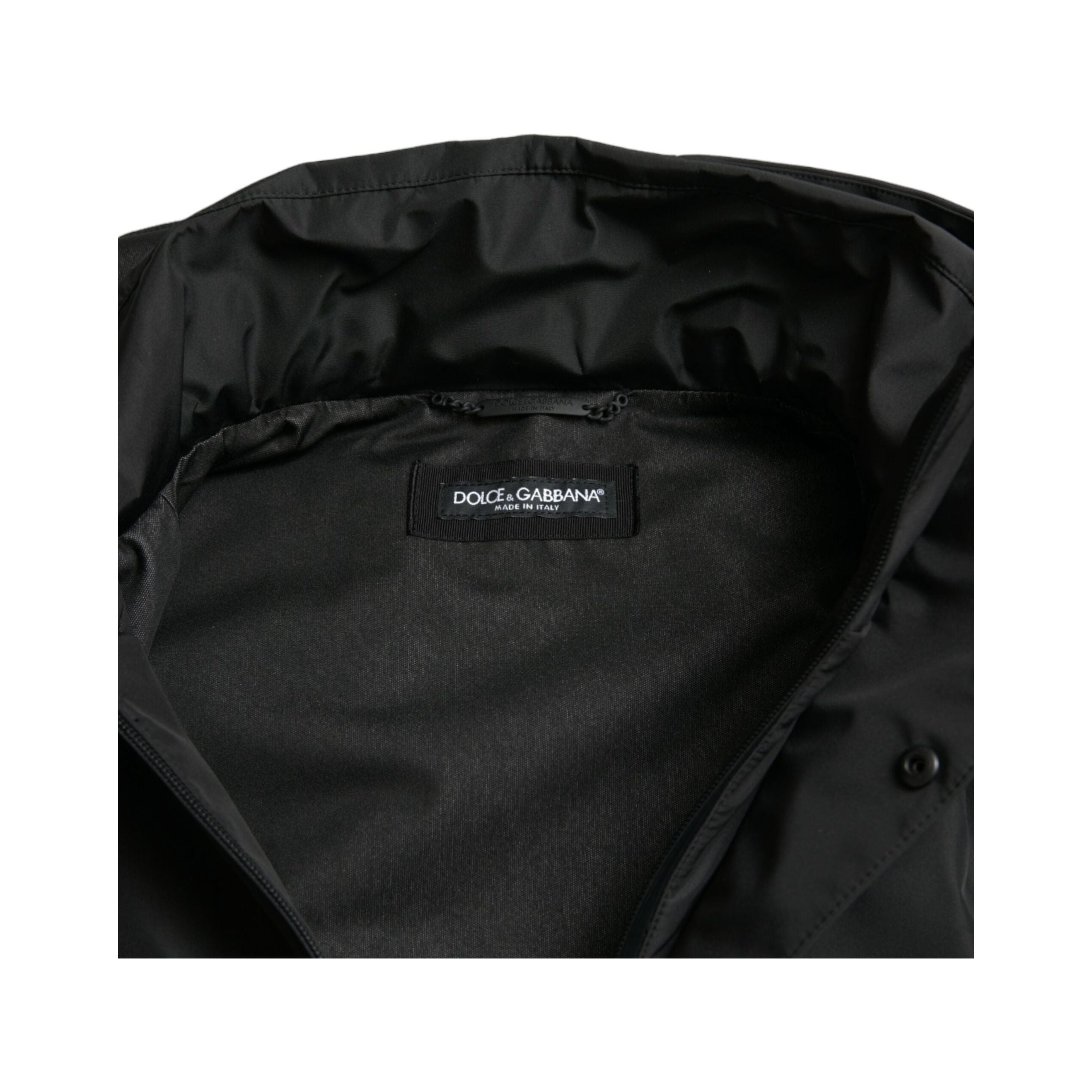 Dolce & Gabbana Black Nylon Windbreaker Jacket Elegance