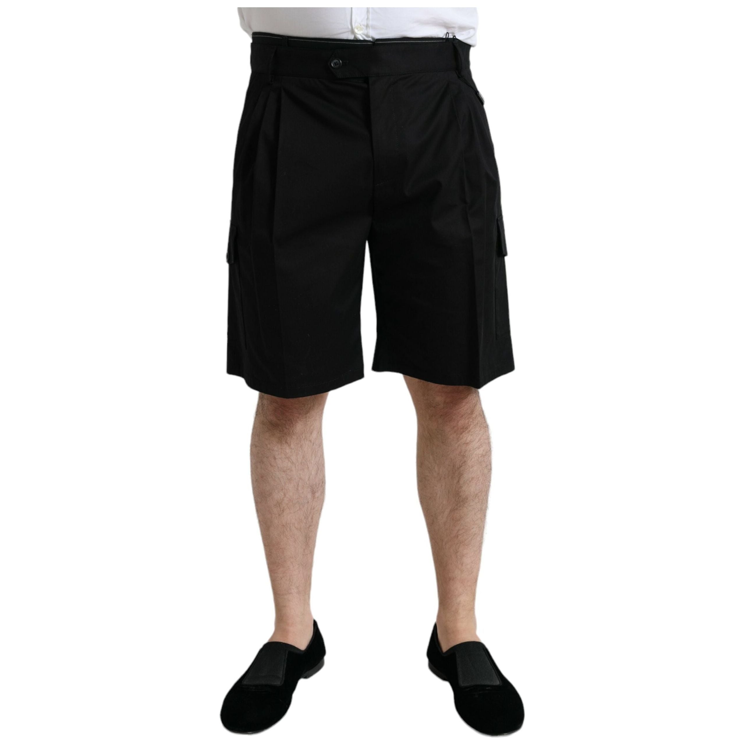 Dolce & Gabbana Black Cotton Bermuda Cargo Shorts