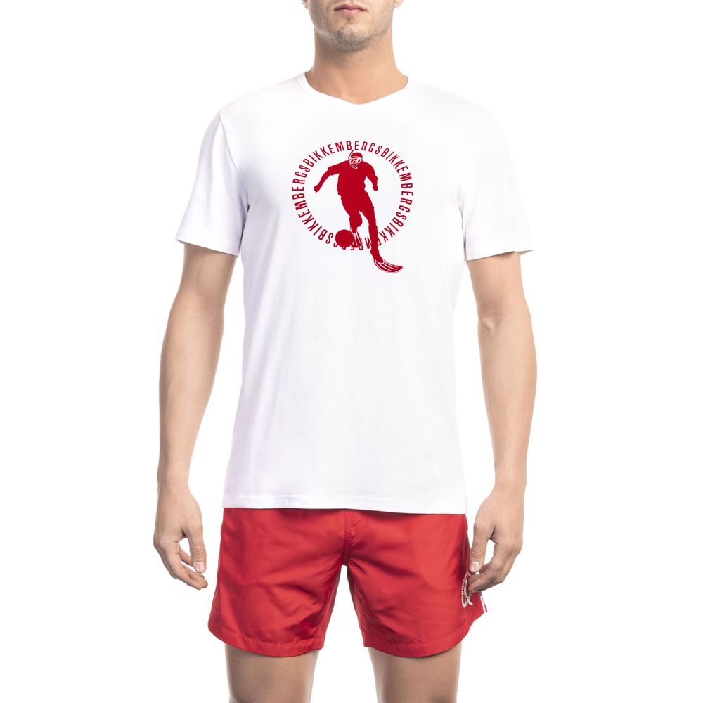 Bikkembergs White Cotton T-Shirt for Elevated Style