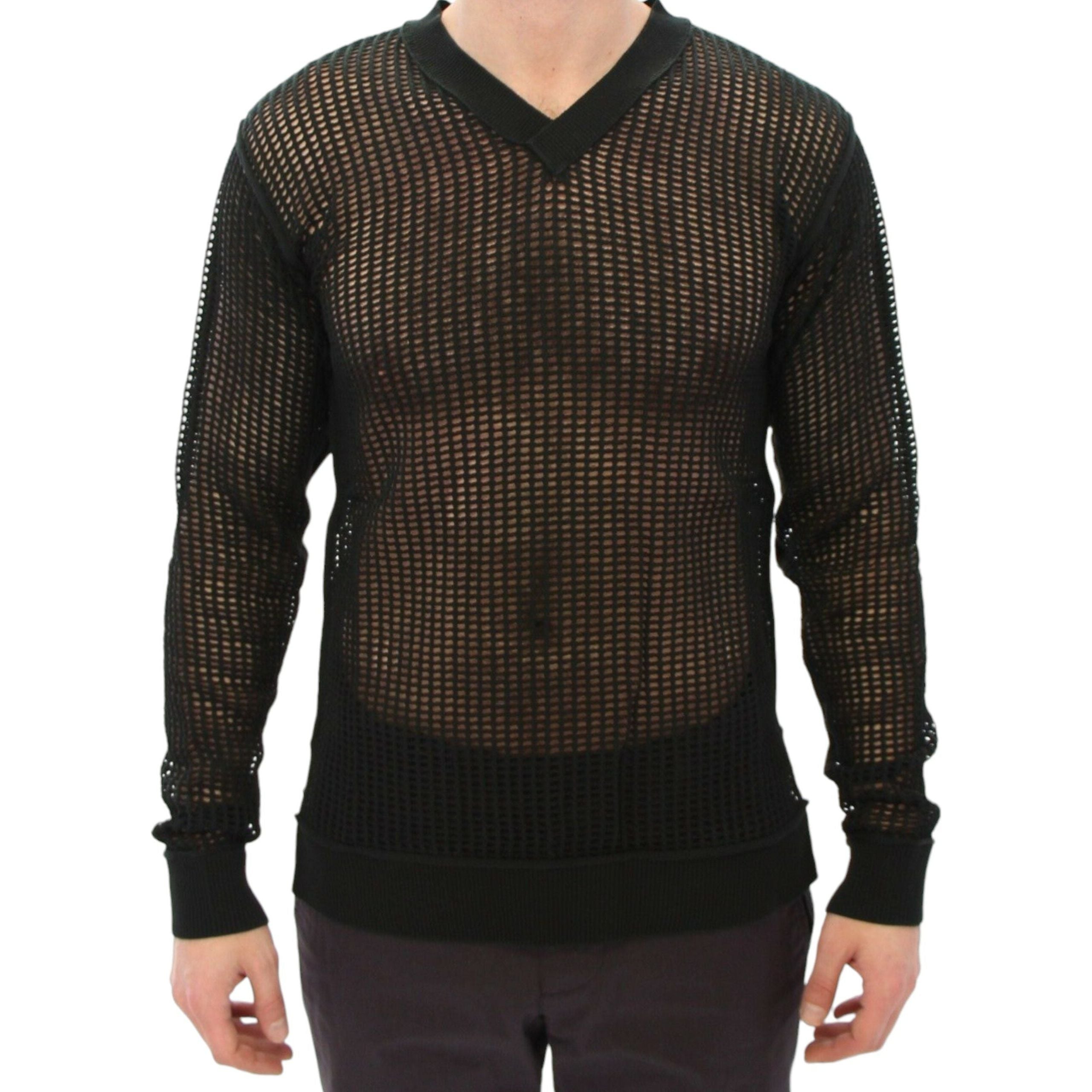 Dolce & Gabbana Dark Green Cotton V-Neck Sweater