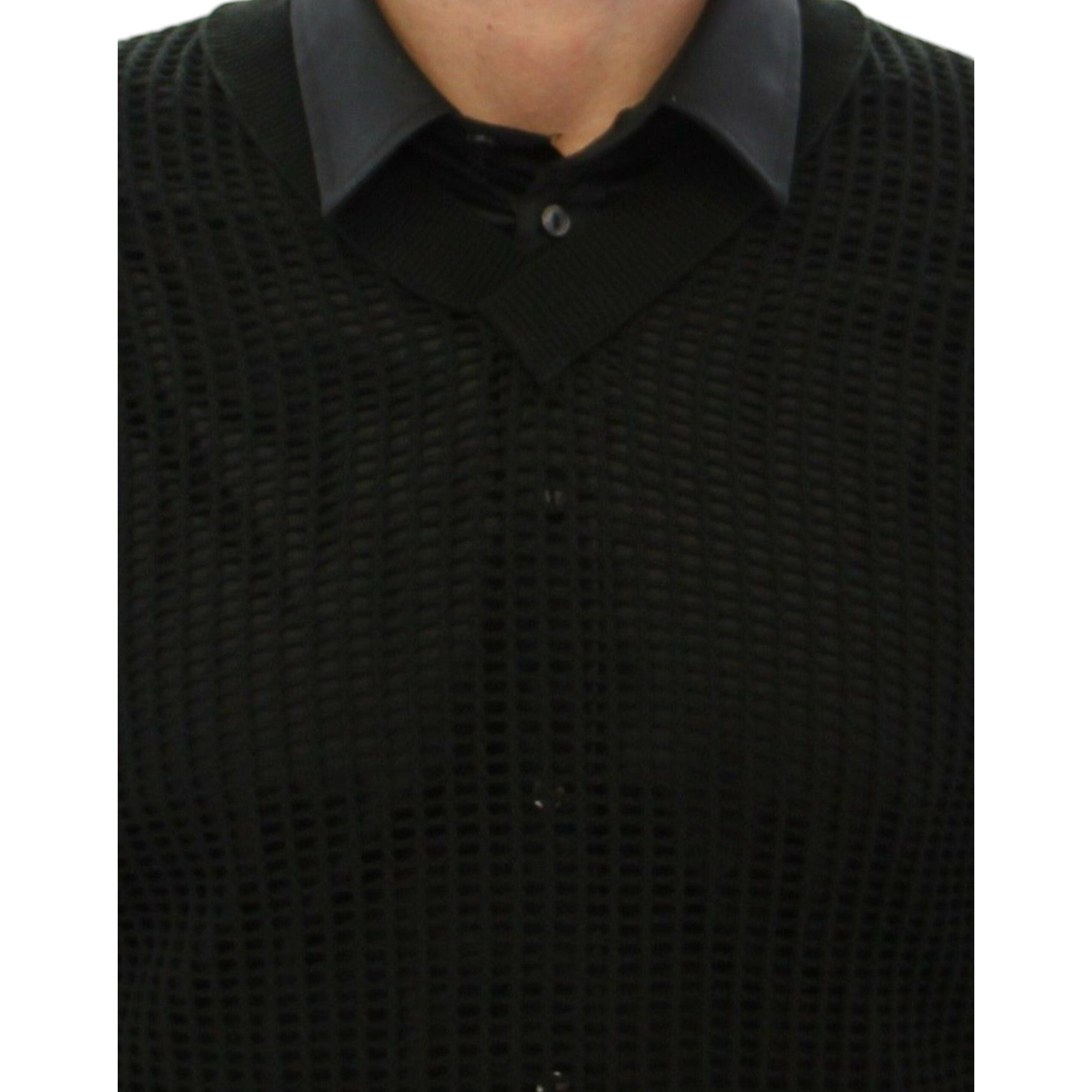 Dolce & Gabbana Dark Green Cotton V-Neck Sweater