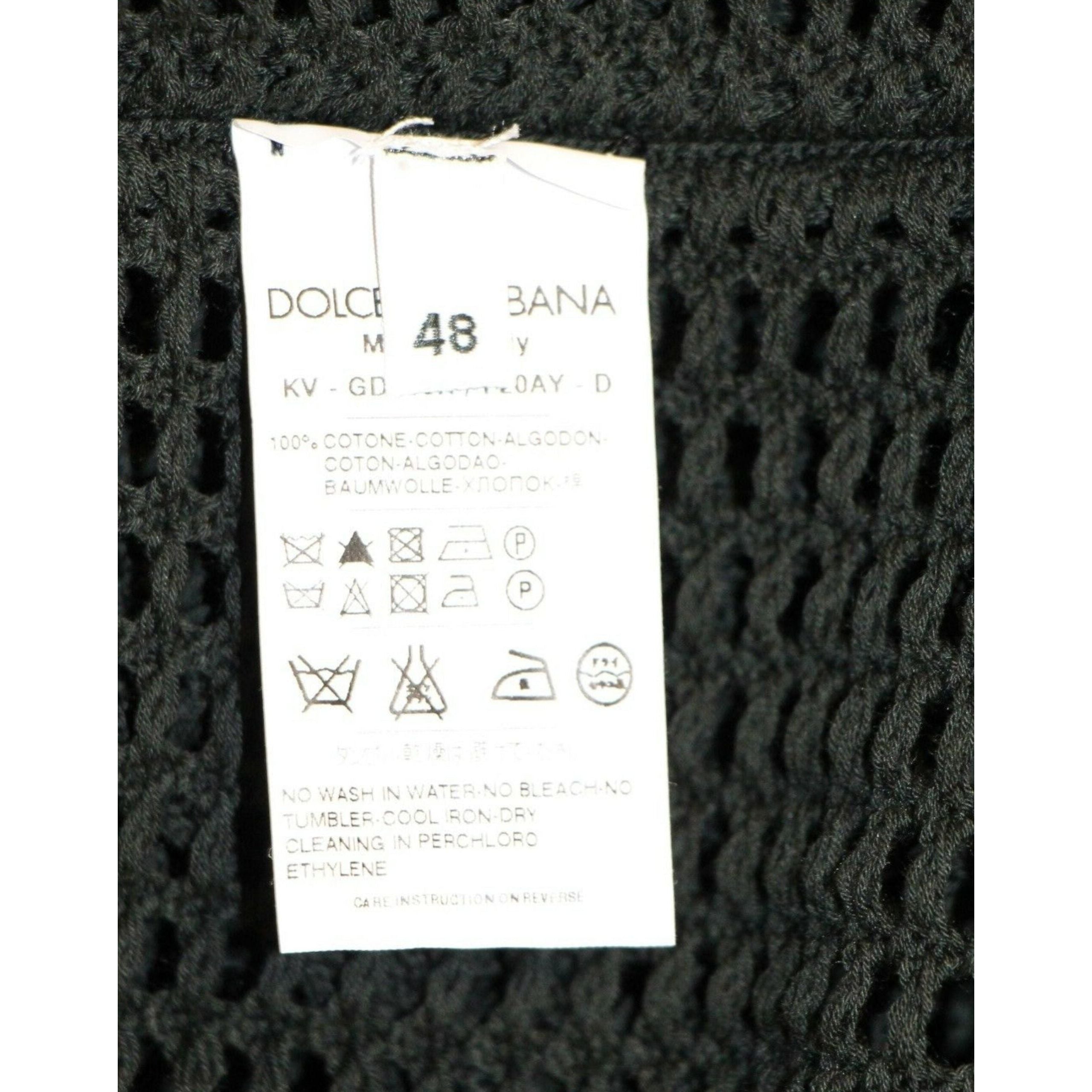 Dolce & Gabbana Dark Green Cotton V-Neck Sweater