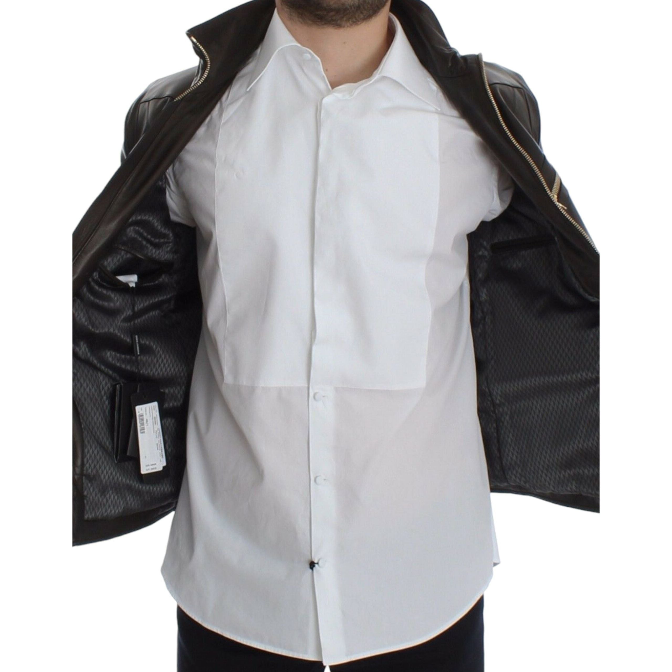 Dolce & Gabbana Brown Lambskin Leather Jacket