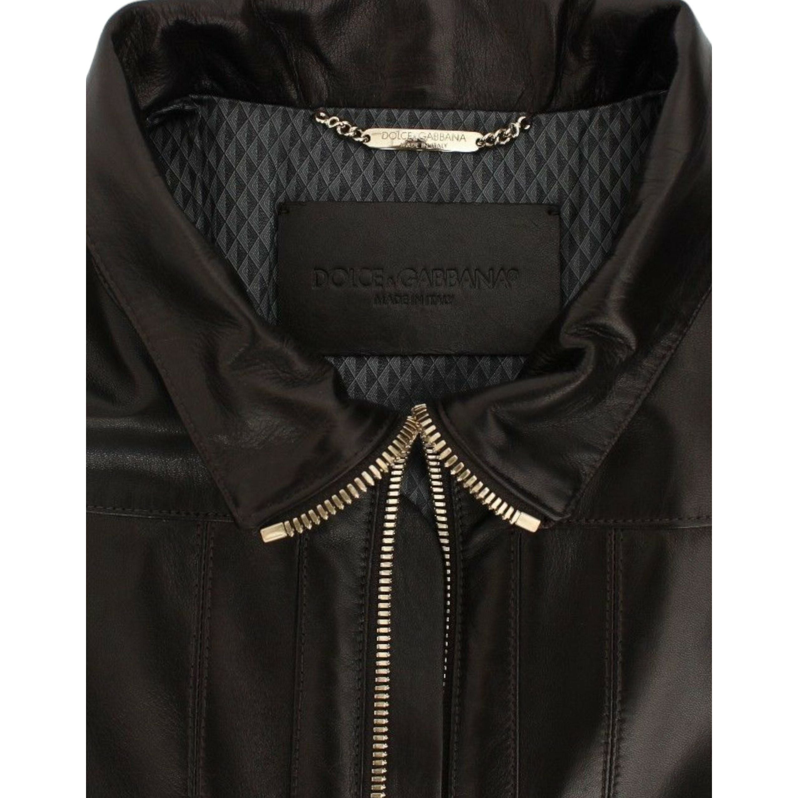 Dolce & Gabbana Brown Lambskin Leather Jacket