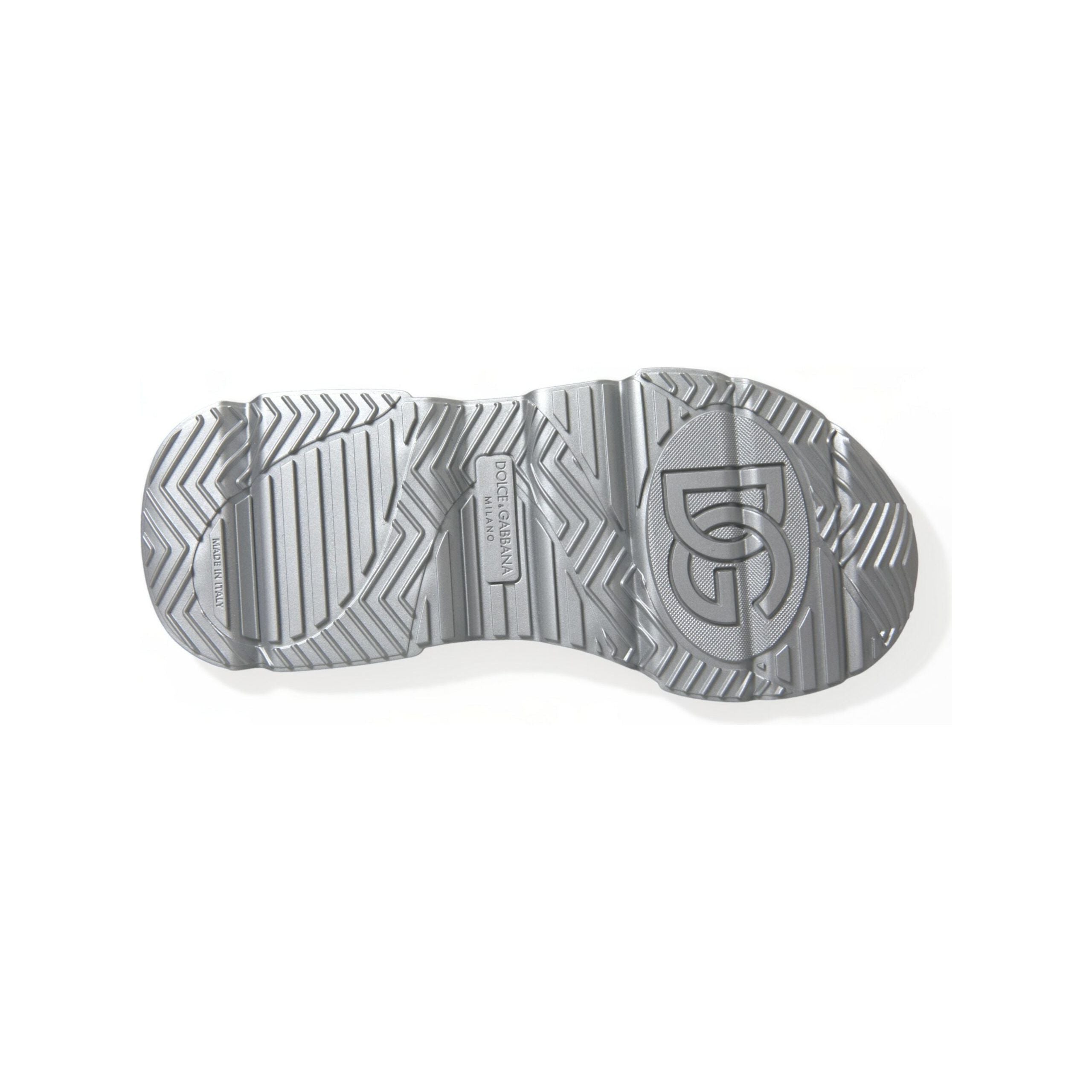 Dolce & Gabbana Silver Calfskin Leather Sneakers
