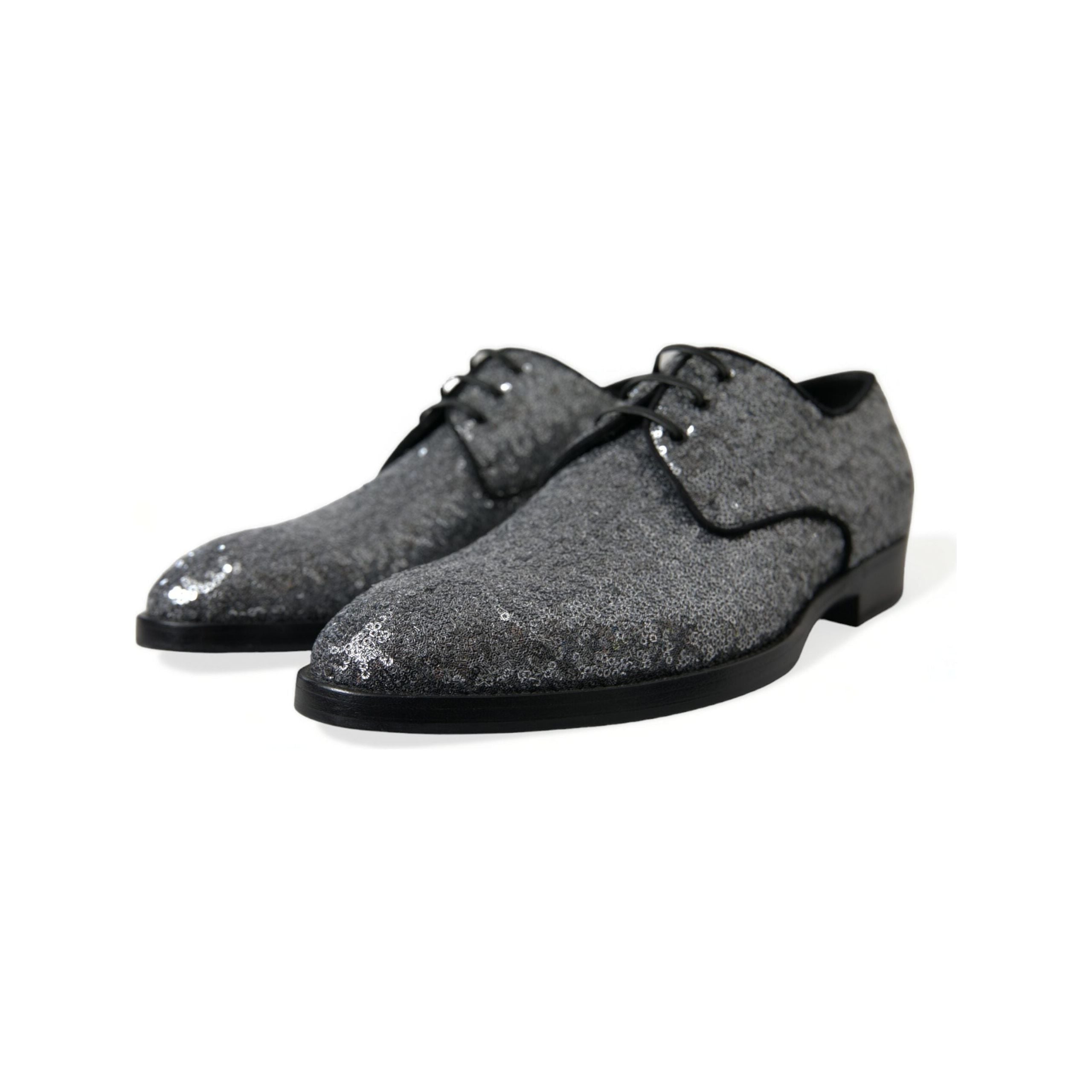 Dolce & Gabbana Black Leather Derby Dress Shoes Elegance