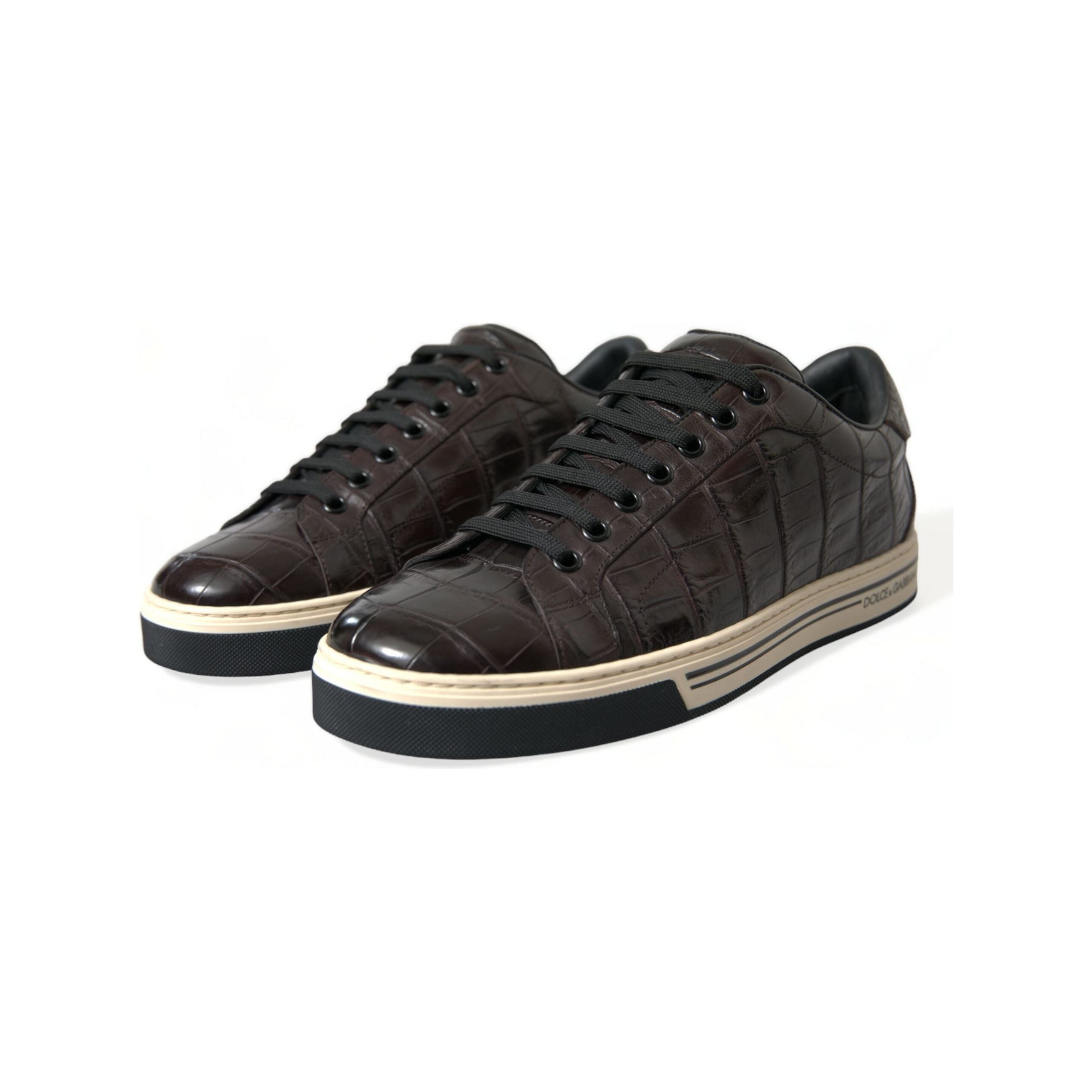 Dolce & Gabbana Brown Exotic Leather Low-Top Sneakers