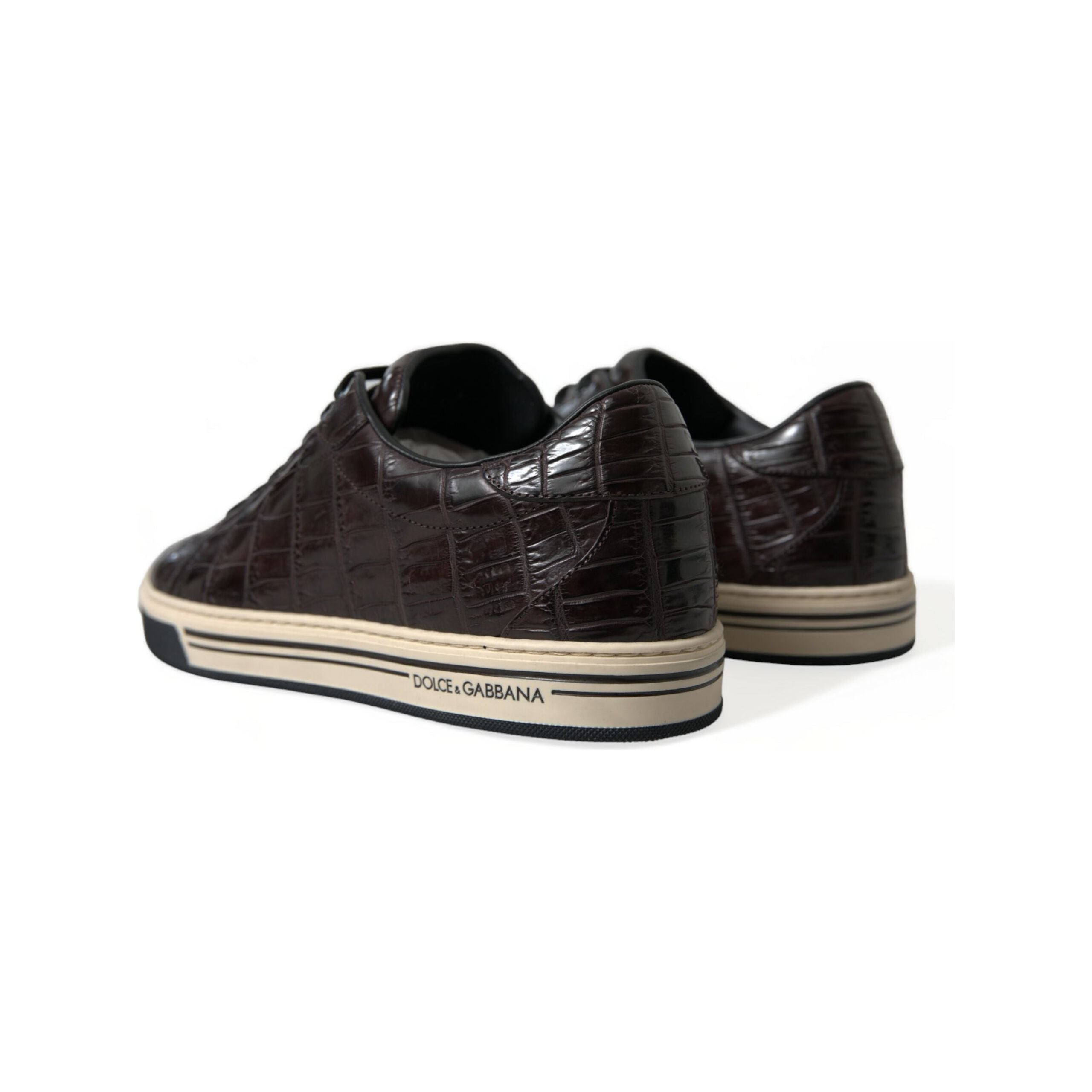Dolce & Gabbana Brown Exotic Leather Low-Top Sneakers