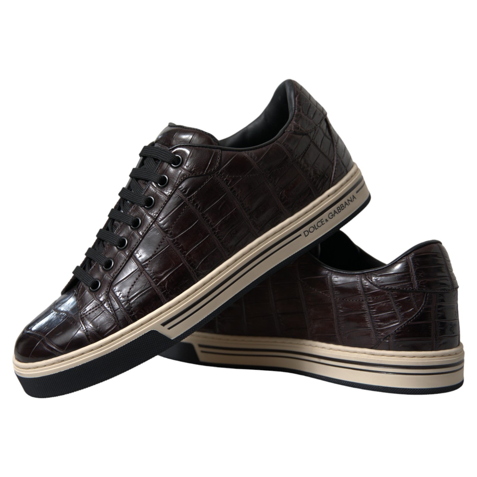 Dolce & Gabbana Brown Exotic Leather Low-Top Sneakers